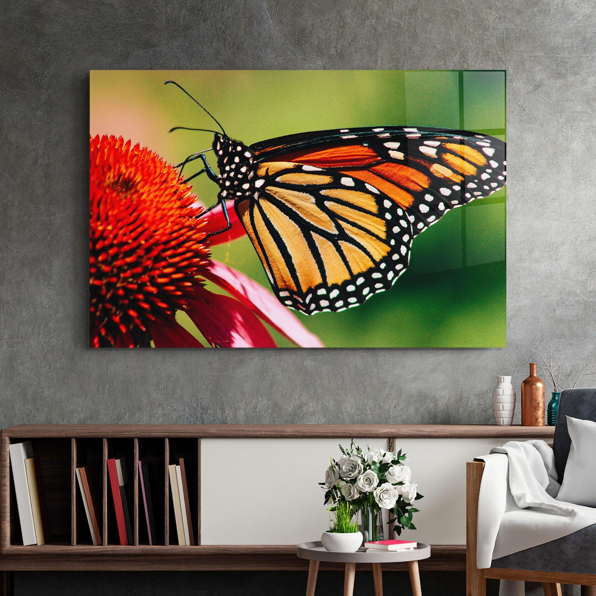 Glasbild Big Orange Butterfly mockup 2