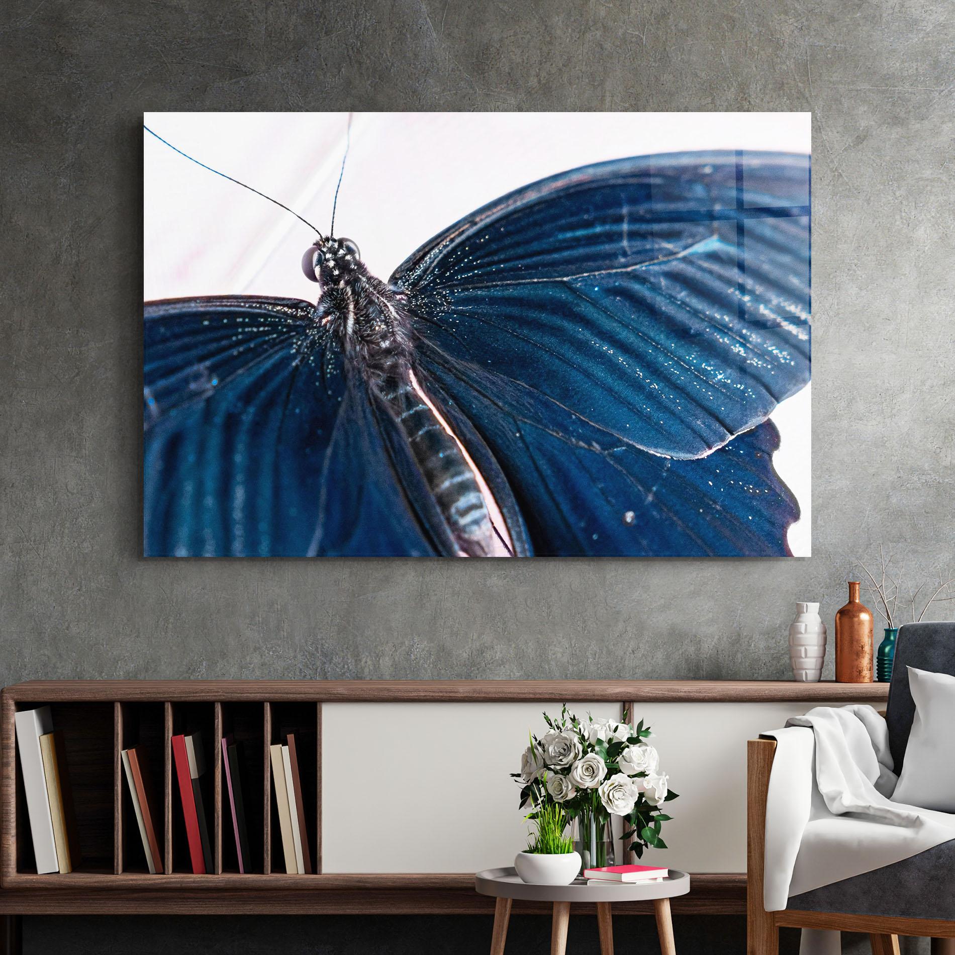 Glasbild Blue Butterfly mockup 2