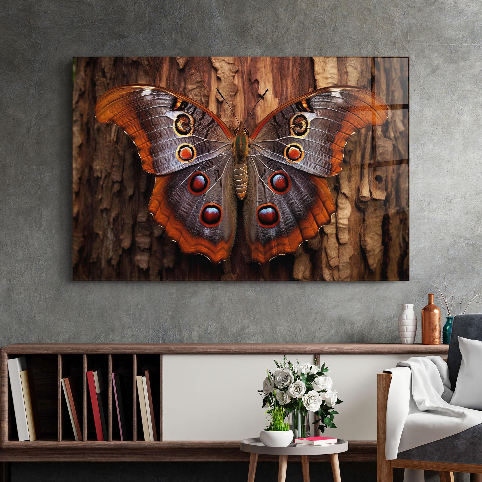 Glasbild Brown Eyes Butterfly mockup 2