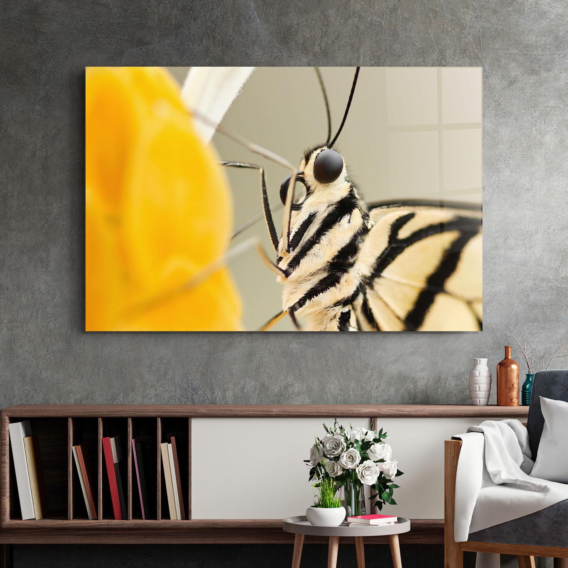 Glasbild Close Up Cream Butterfly mockup 2