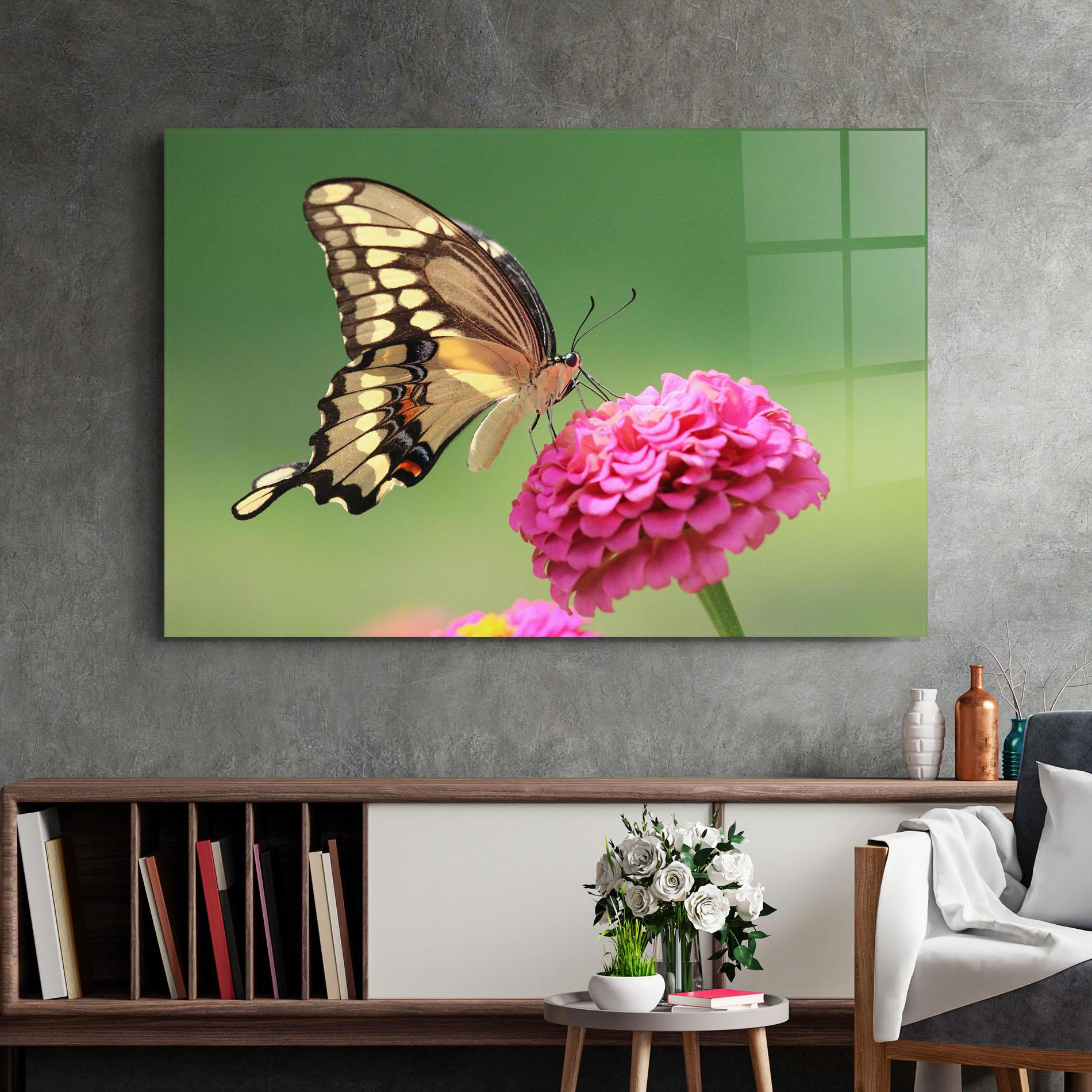 Glasbild Cute Cream Butterfly mockup 2