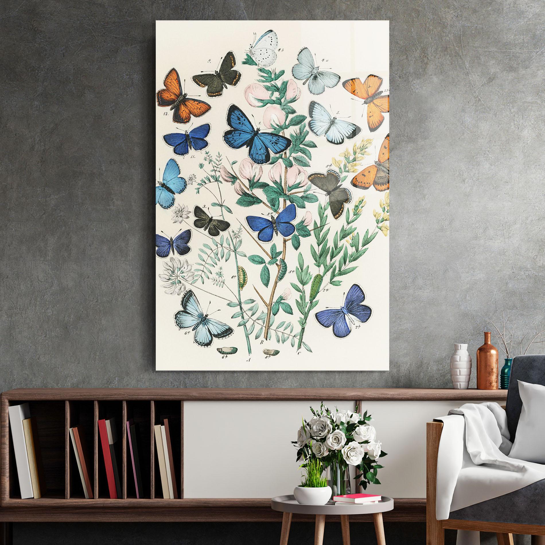 Glasbild Blue Orange Butterflies mockup 2