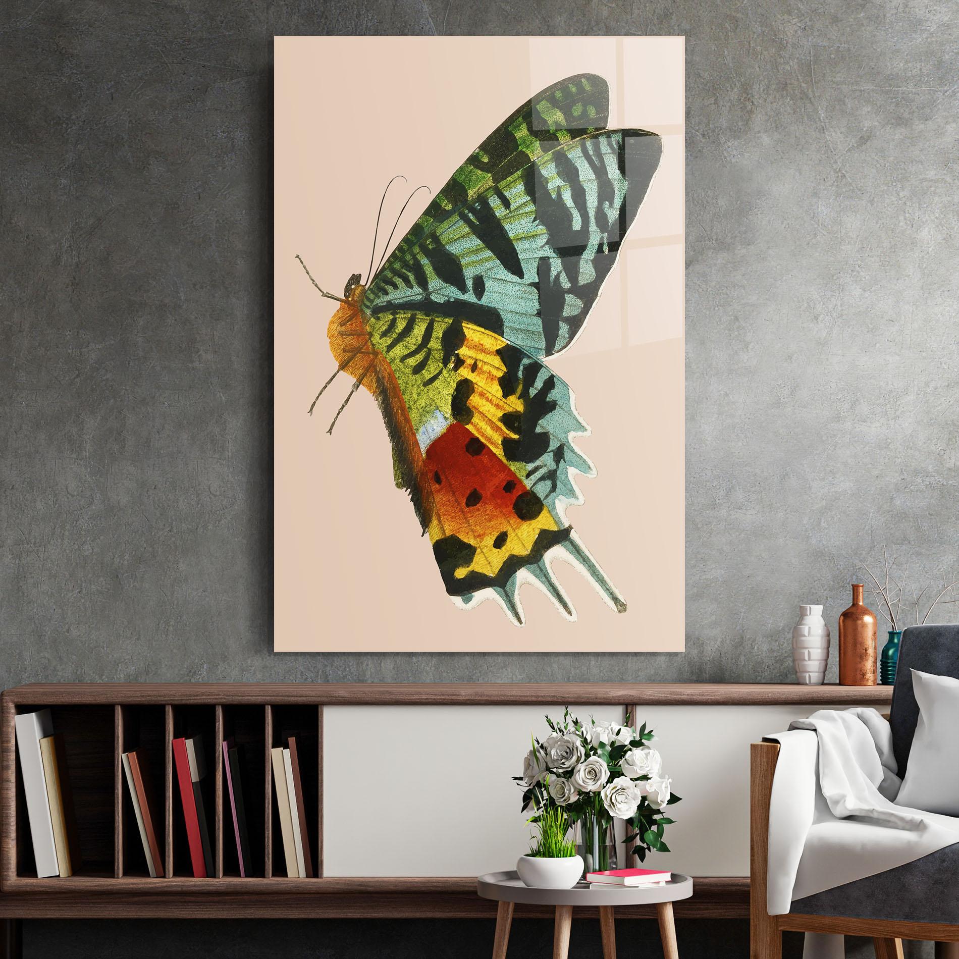 Glasbild Butterfly On Pink mockup 2