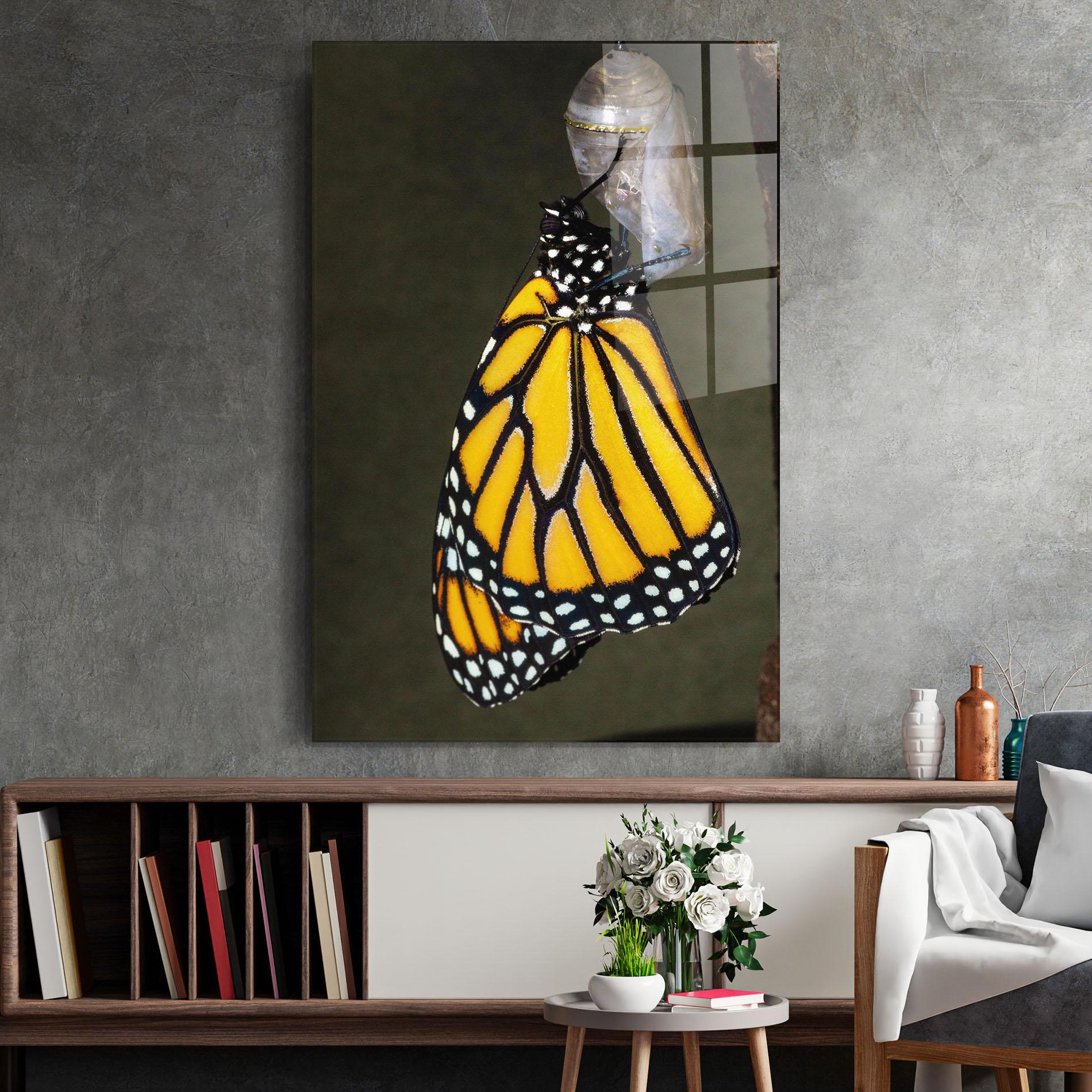 Glasbild Dark Yellow Butterfly mockup 2