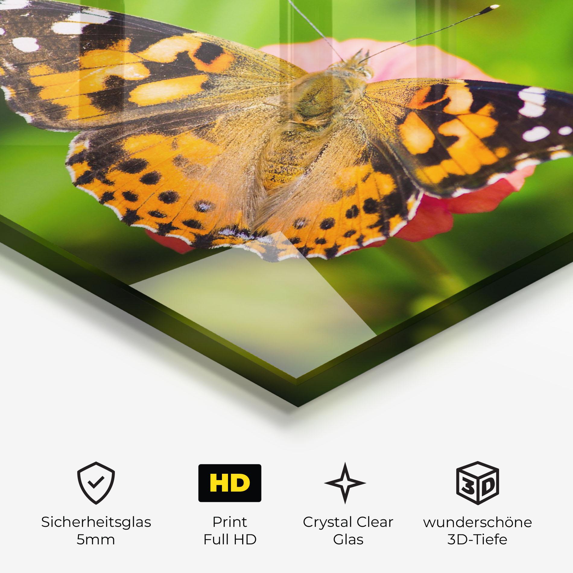 Glasbild Butterfly On Flower mockup 3