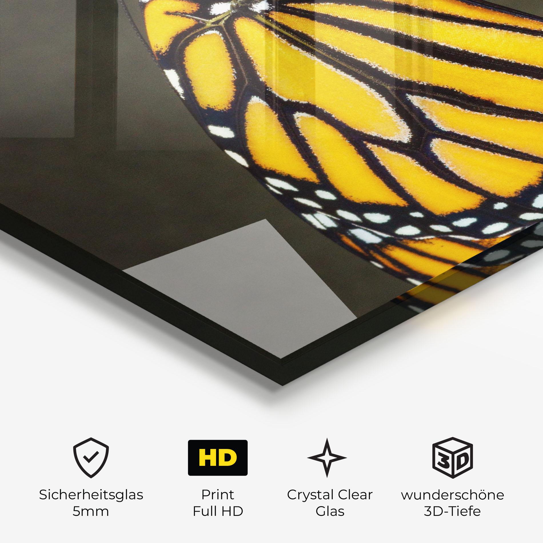 Glasbild Dark Yellow Butterfly mockup 3