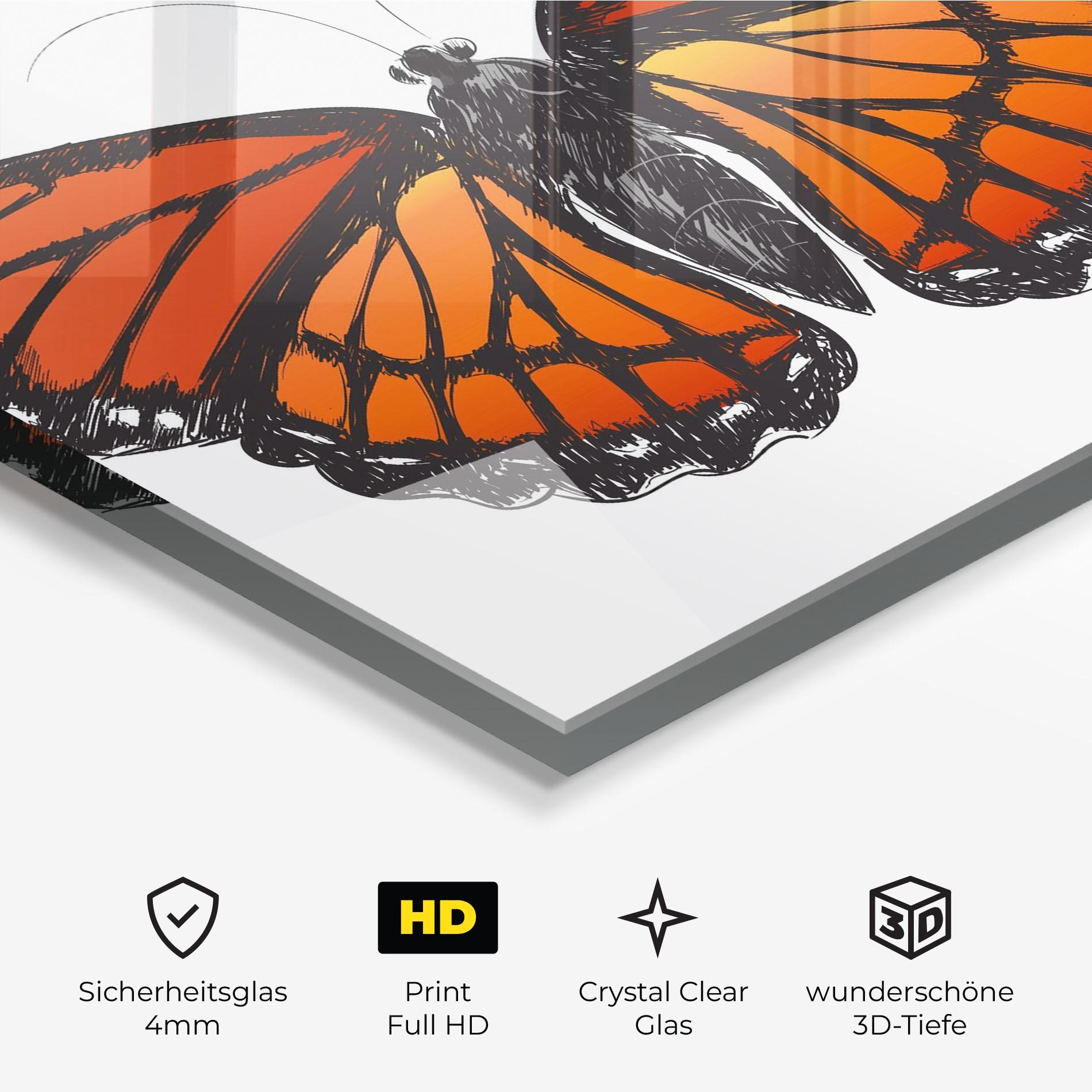 Glasbild Beautiful Orange Butterfly mockup 3