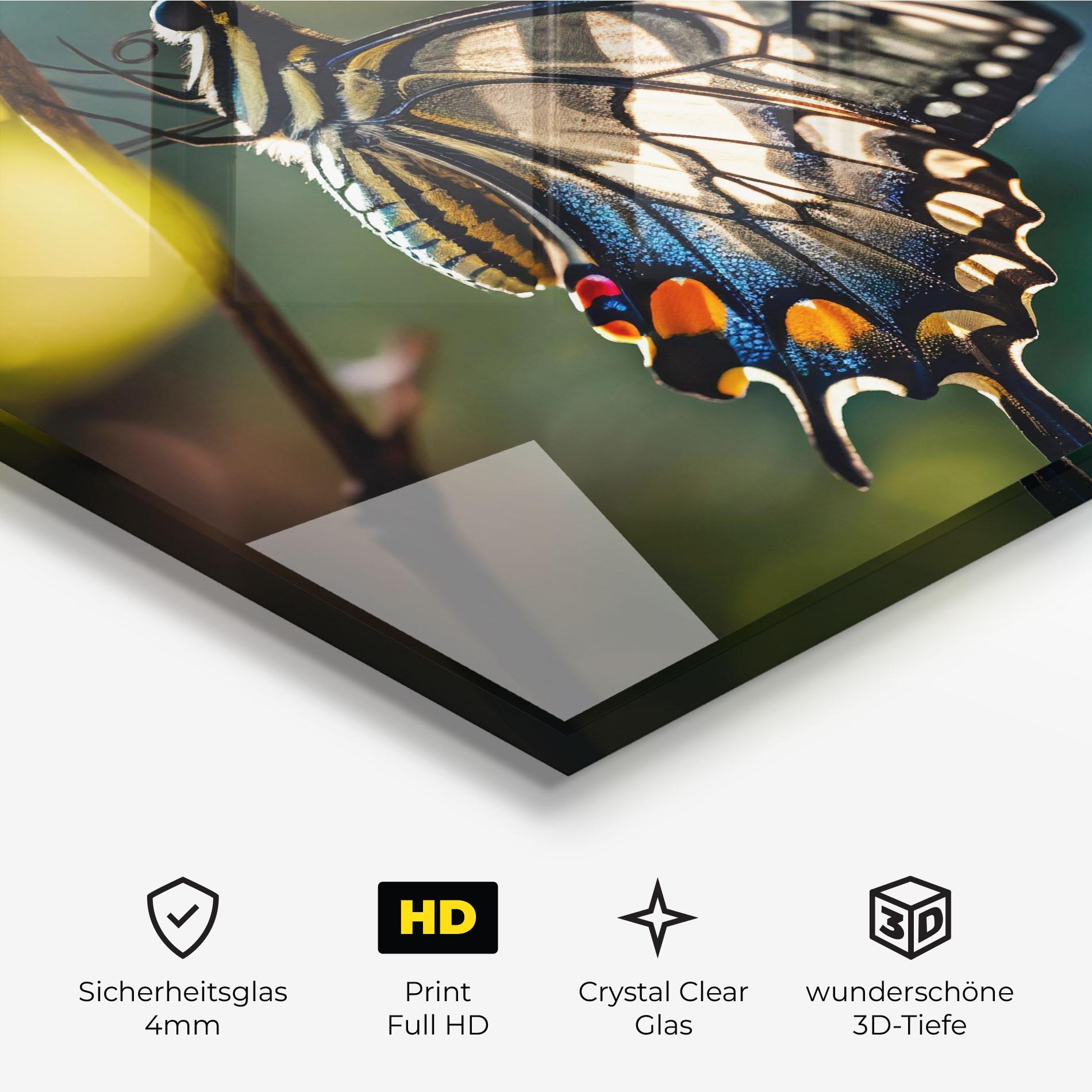 Glasbild Blue Cream Butterfly mockup 3