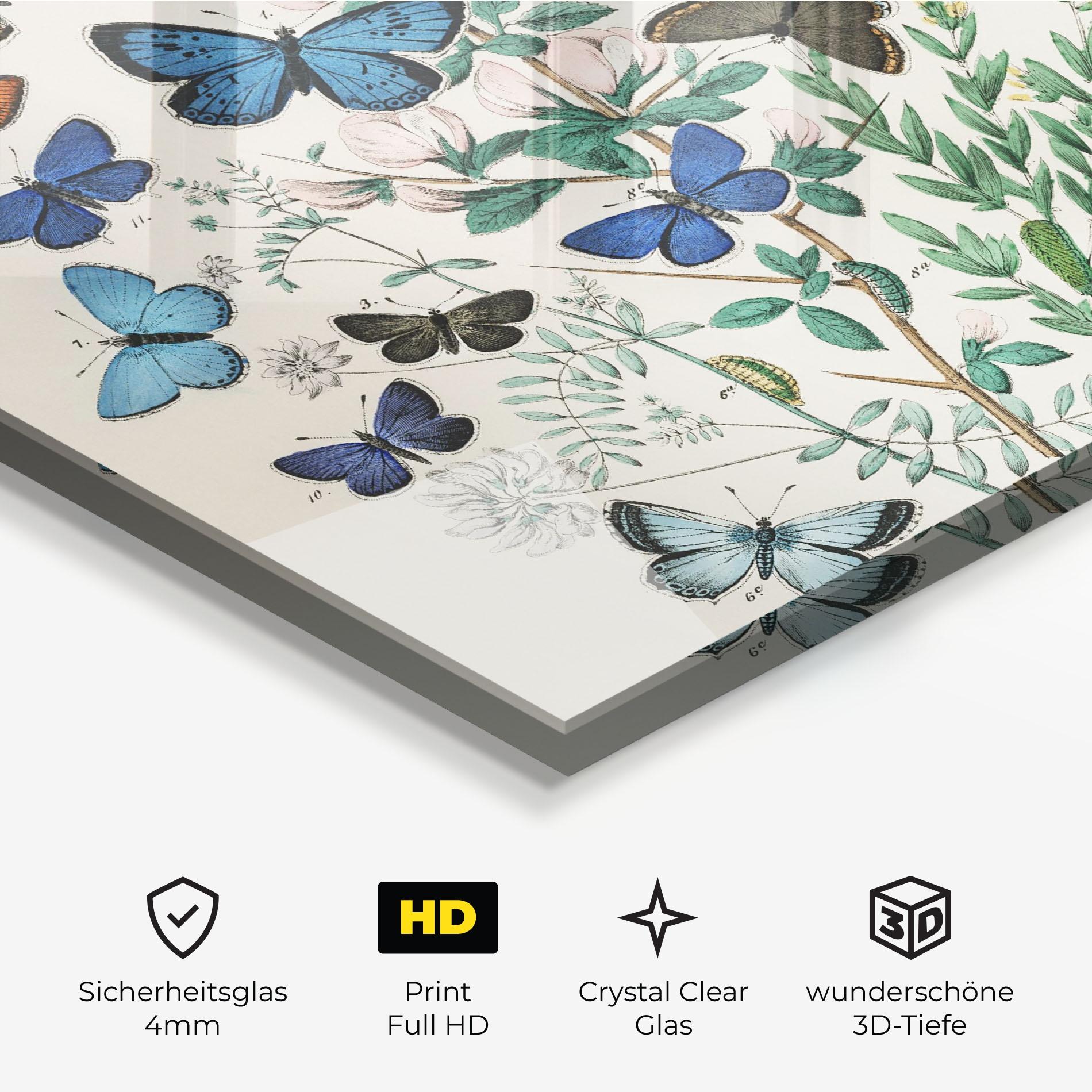 Glasbild Blue Orange Butterflies mockup 3