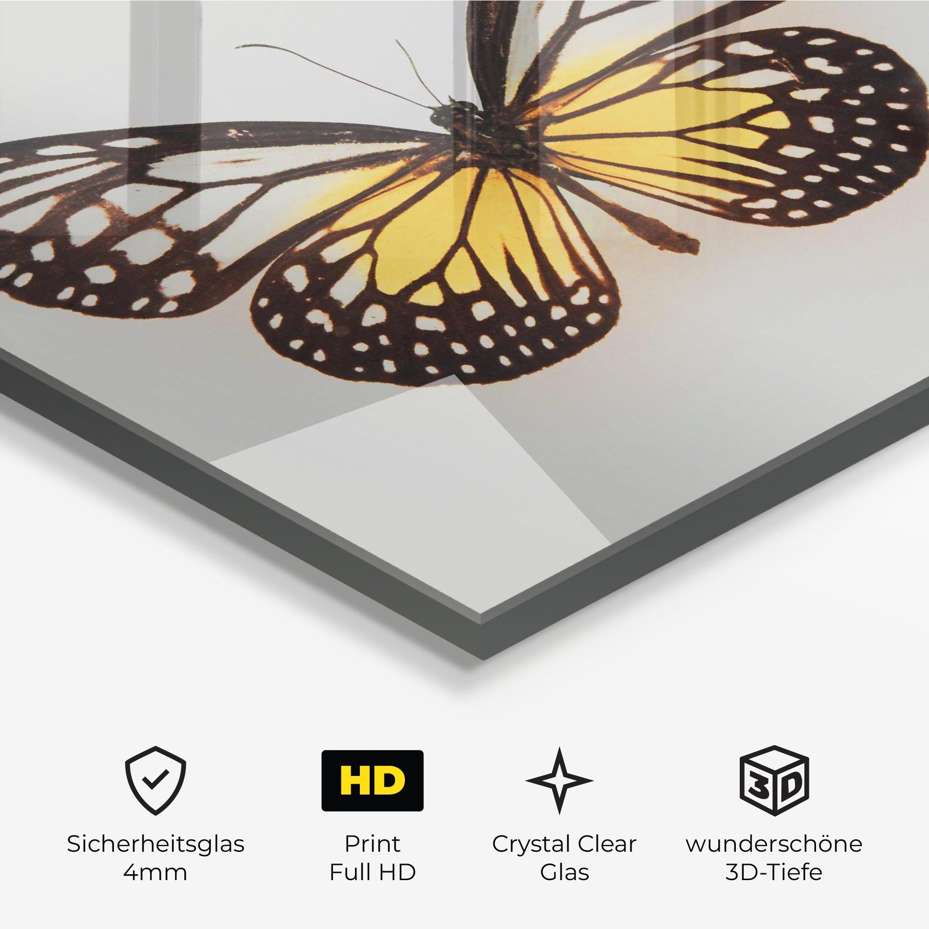 Glasbild Butterfly On Grey mockup 3