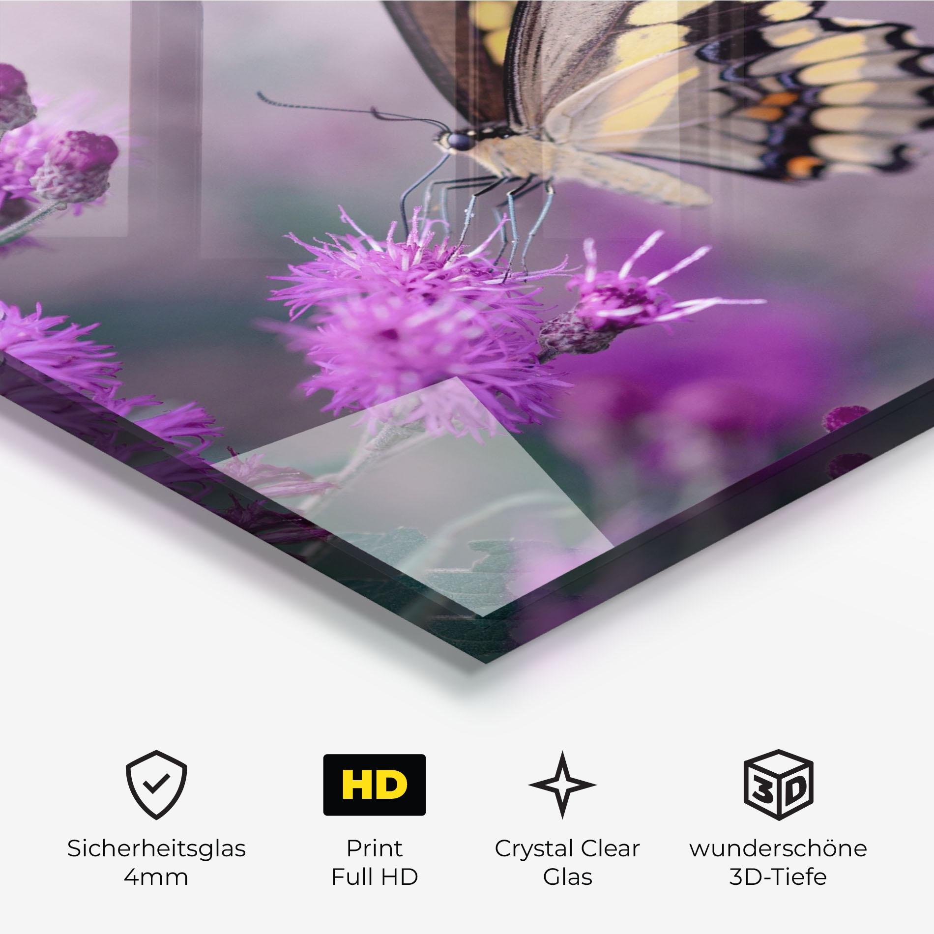 Glasbild Cream Black Butterfly mockup 3