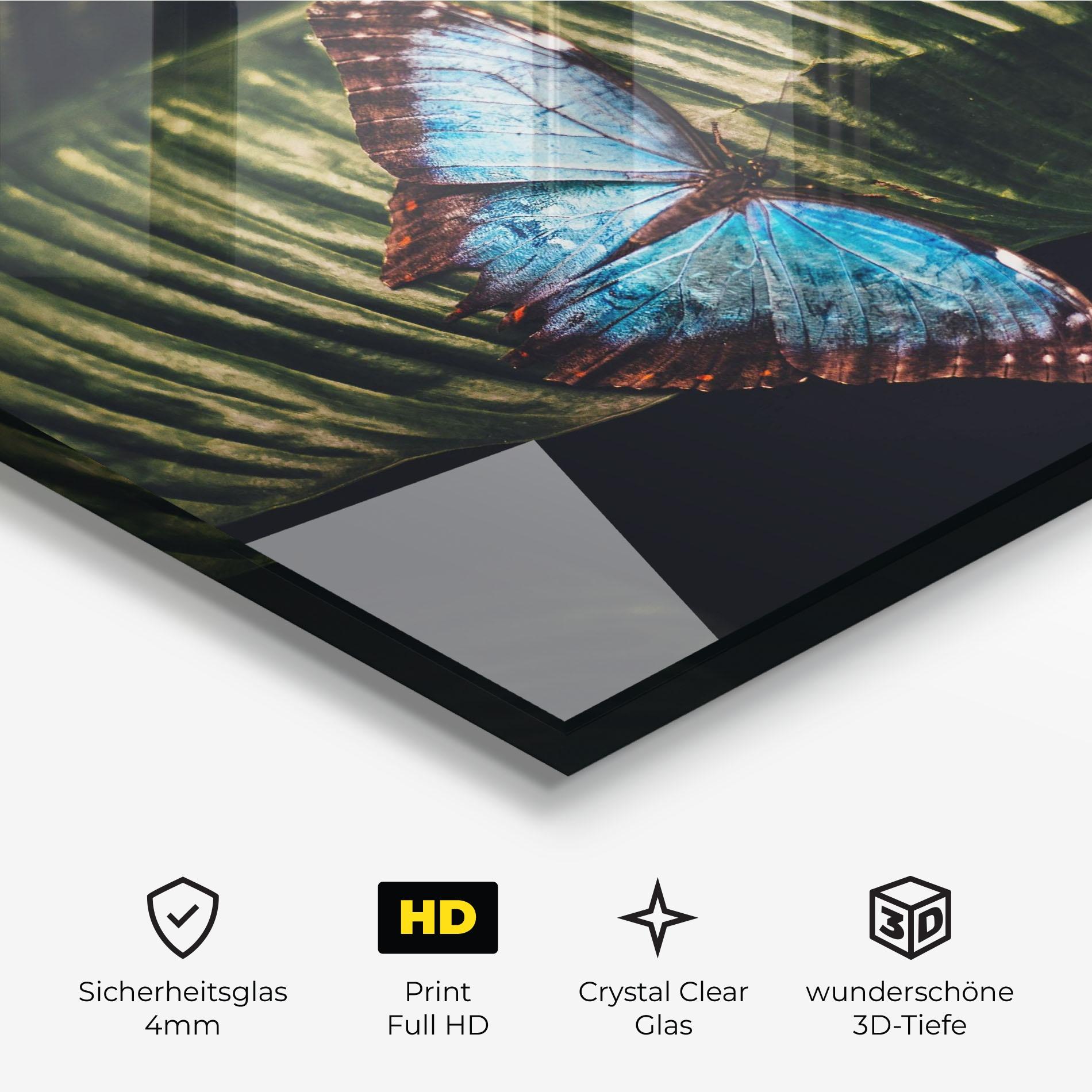 Glasbild Light Blue Butterfly mockup 3