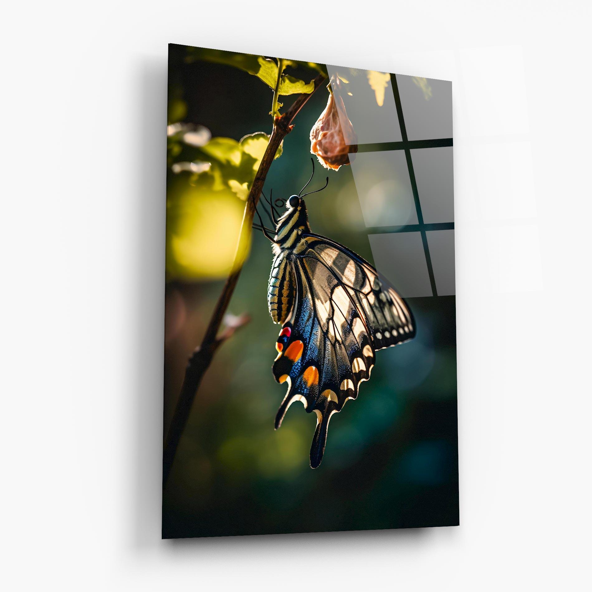 Glasbild Blue Cream Butterfly mockup 6