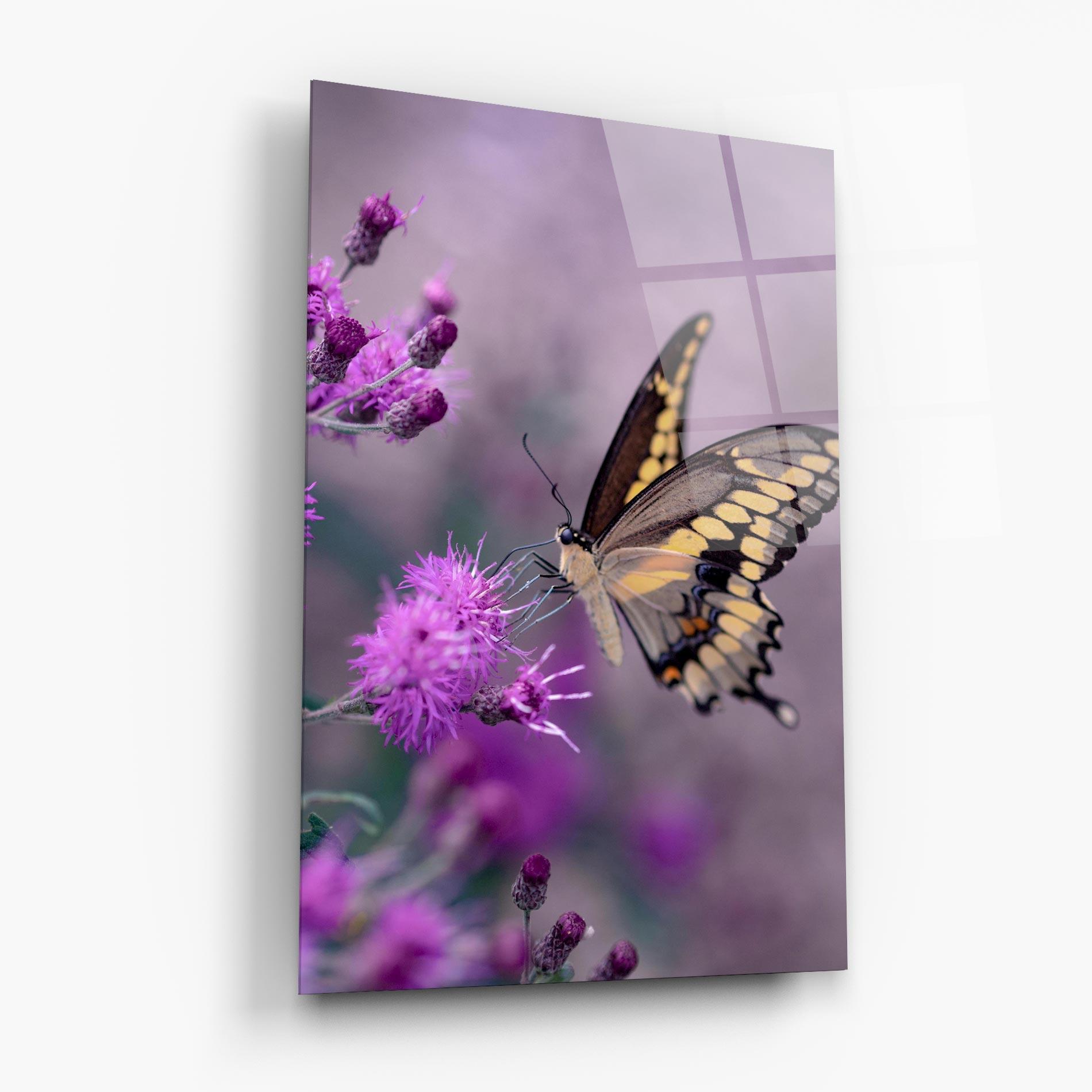 Glasbild Cream Black Butterfly mockup 6