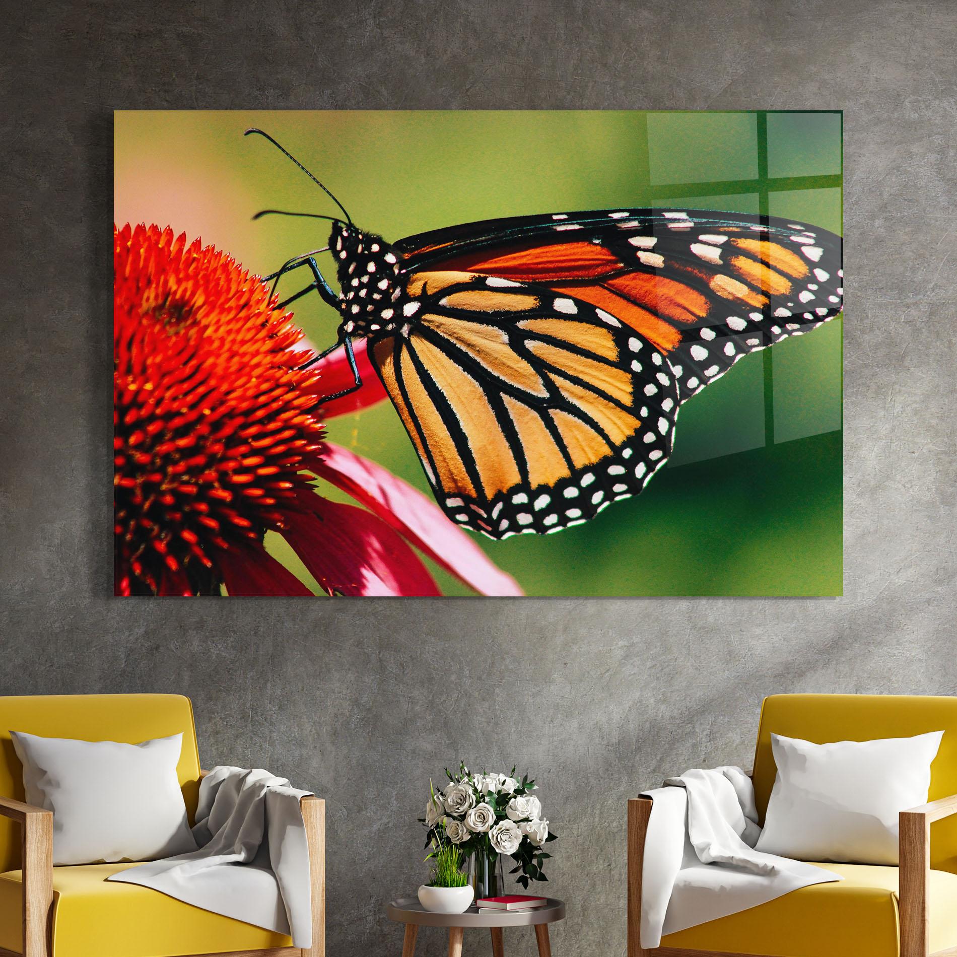 Glasbild Big Orange Butterfly mockup 4