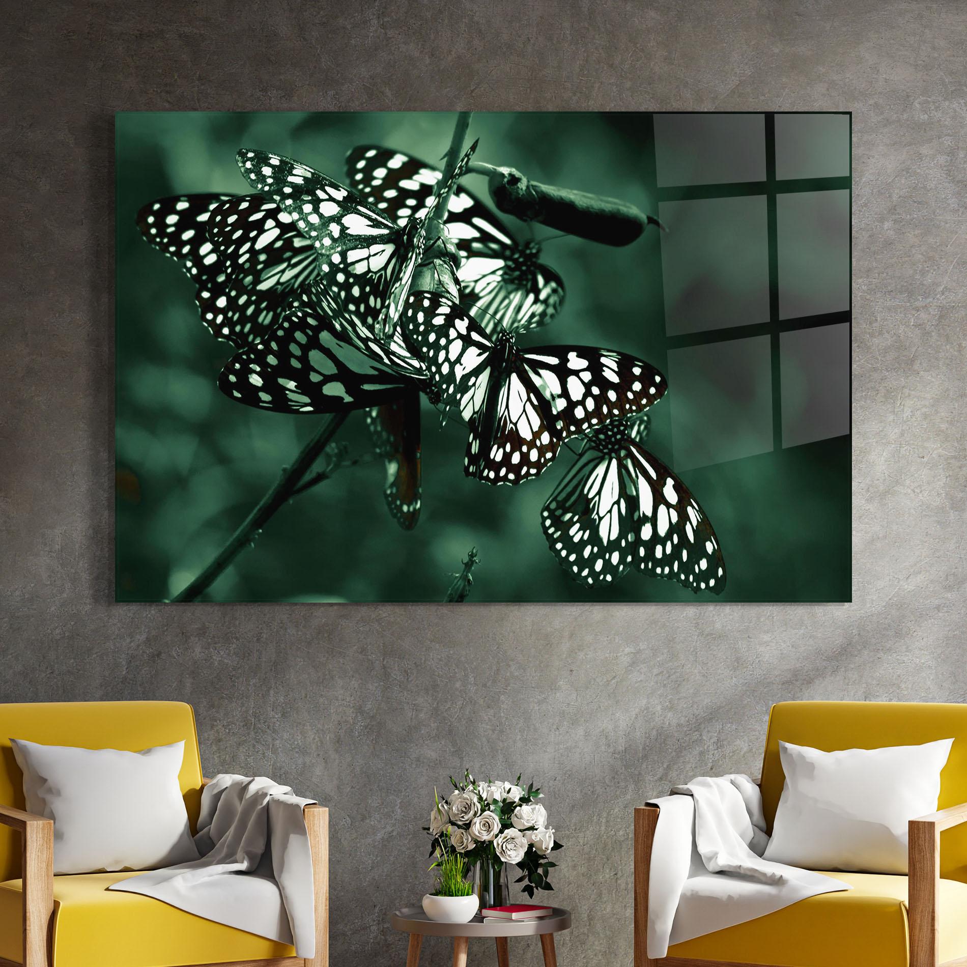 Glasbild Black White Butterflies mockup 4