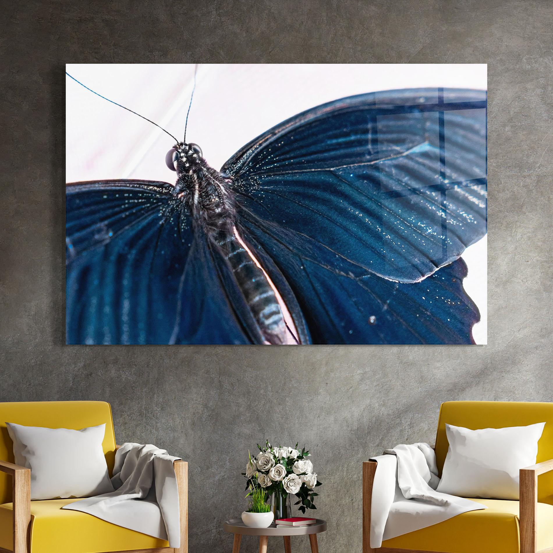 Glasbild Blue Butterfly mockup 4