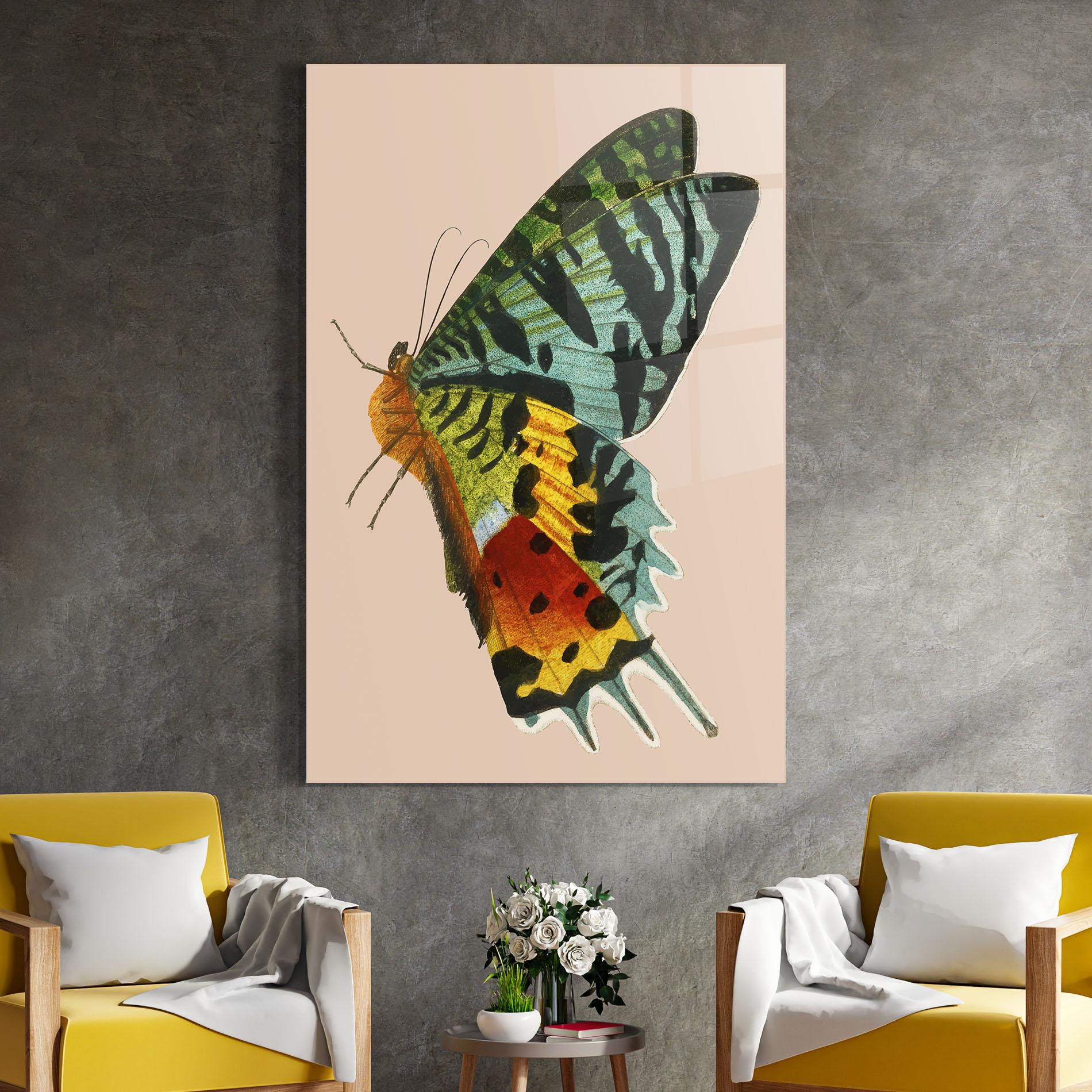 Glasbild Butterfly On Pink mockup 4