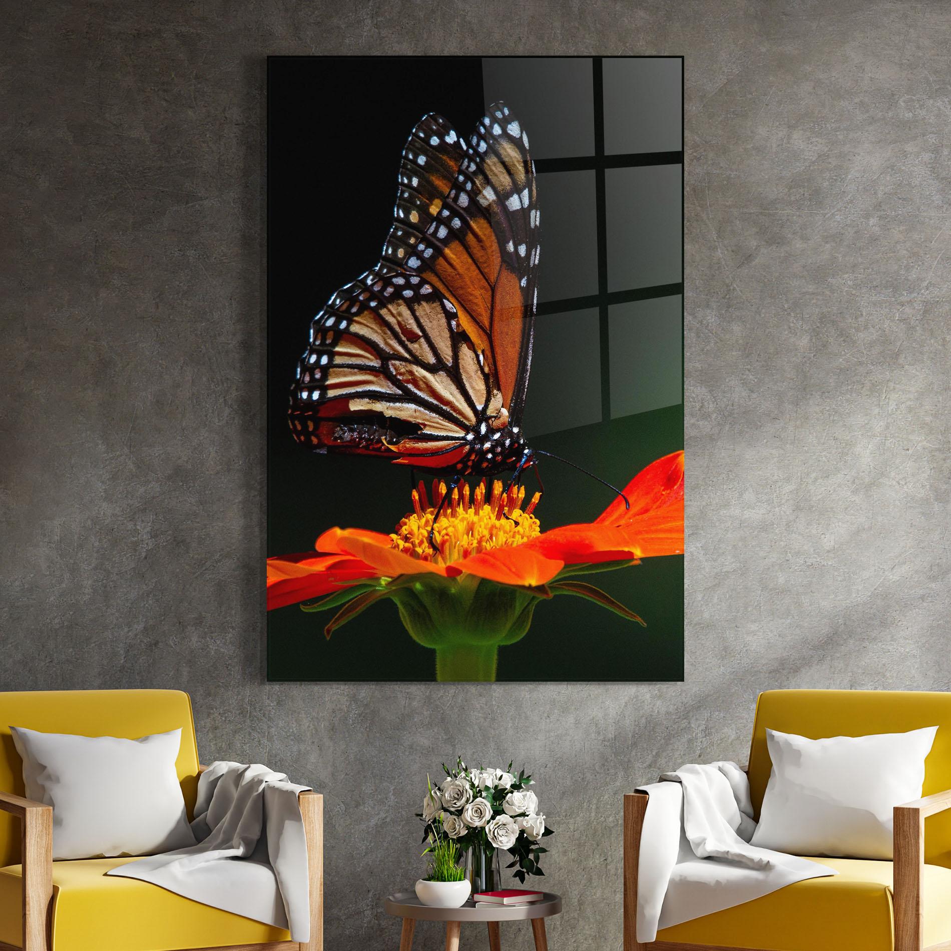Glasbild Dark Orange Butterfy mockup 4