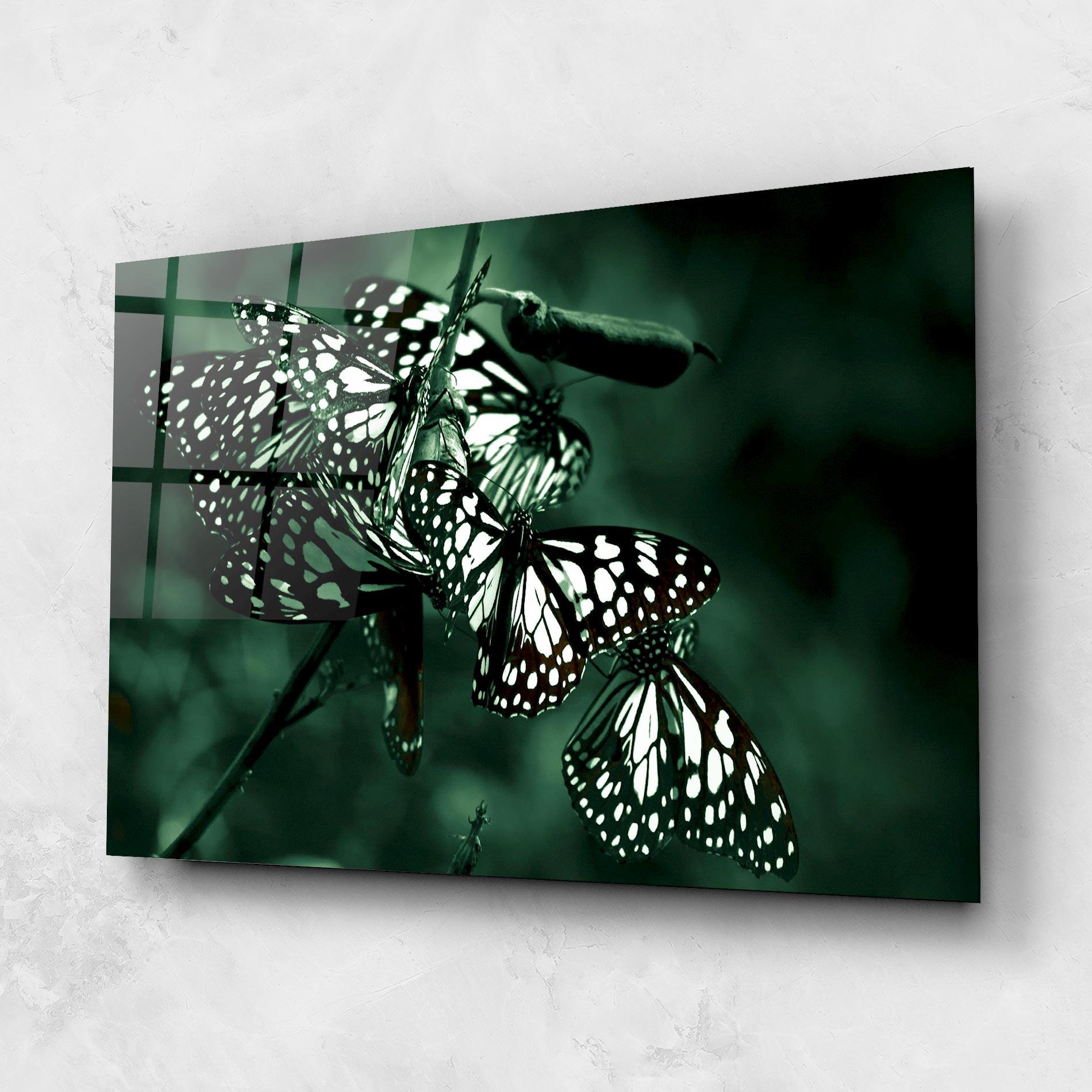 Glasbild Black White Butterflies mockup 1