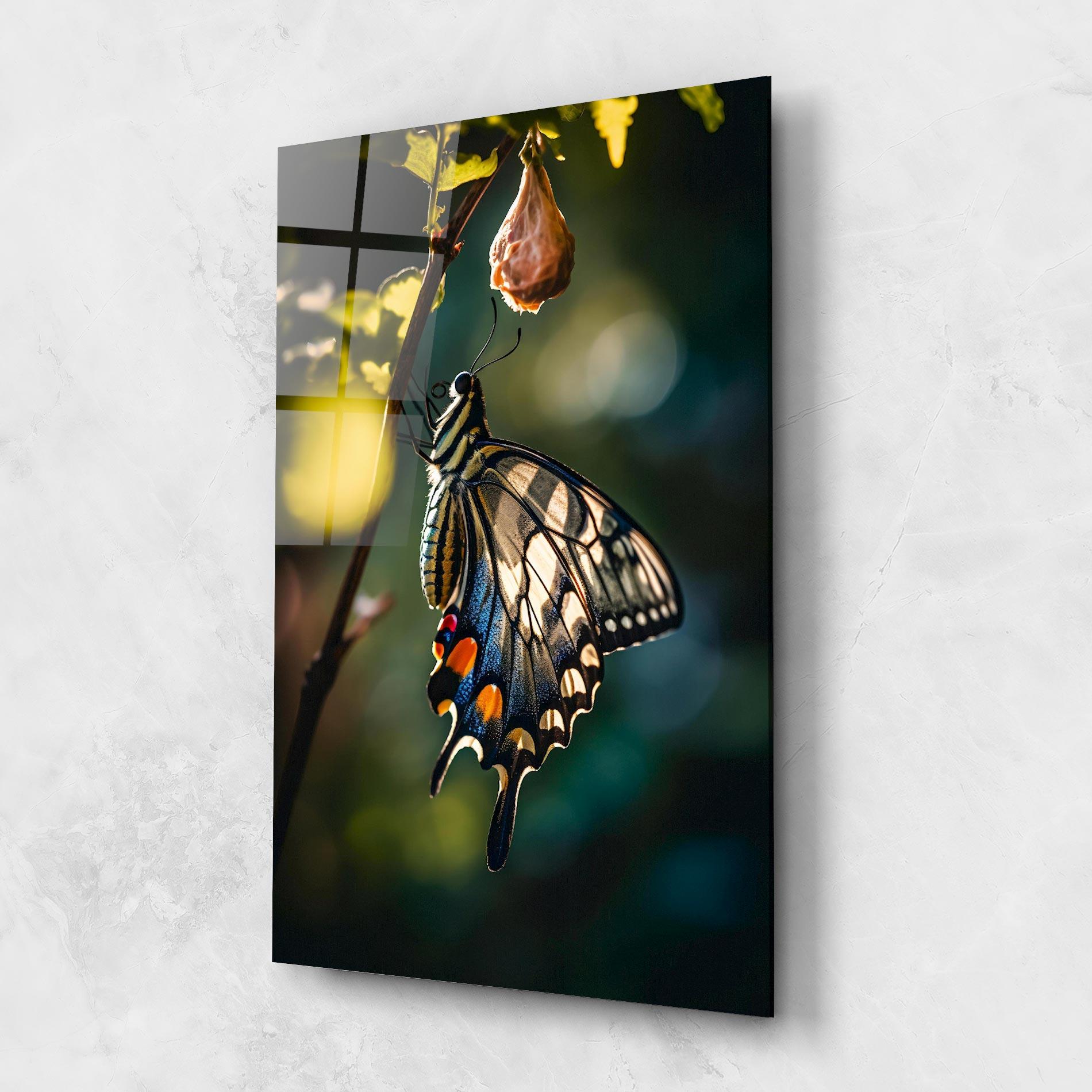 Glasbild Blue Cream Butterfly mockup 1