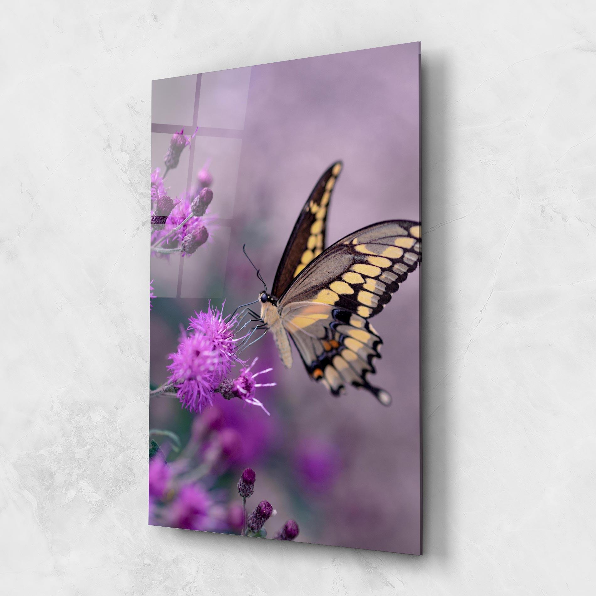 Glasbild Cream Black Butterfly mockup 1
