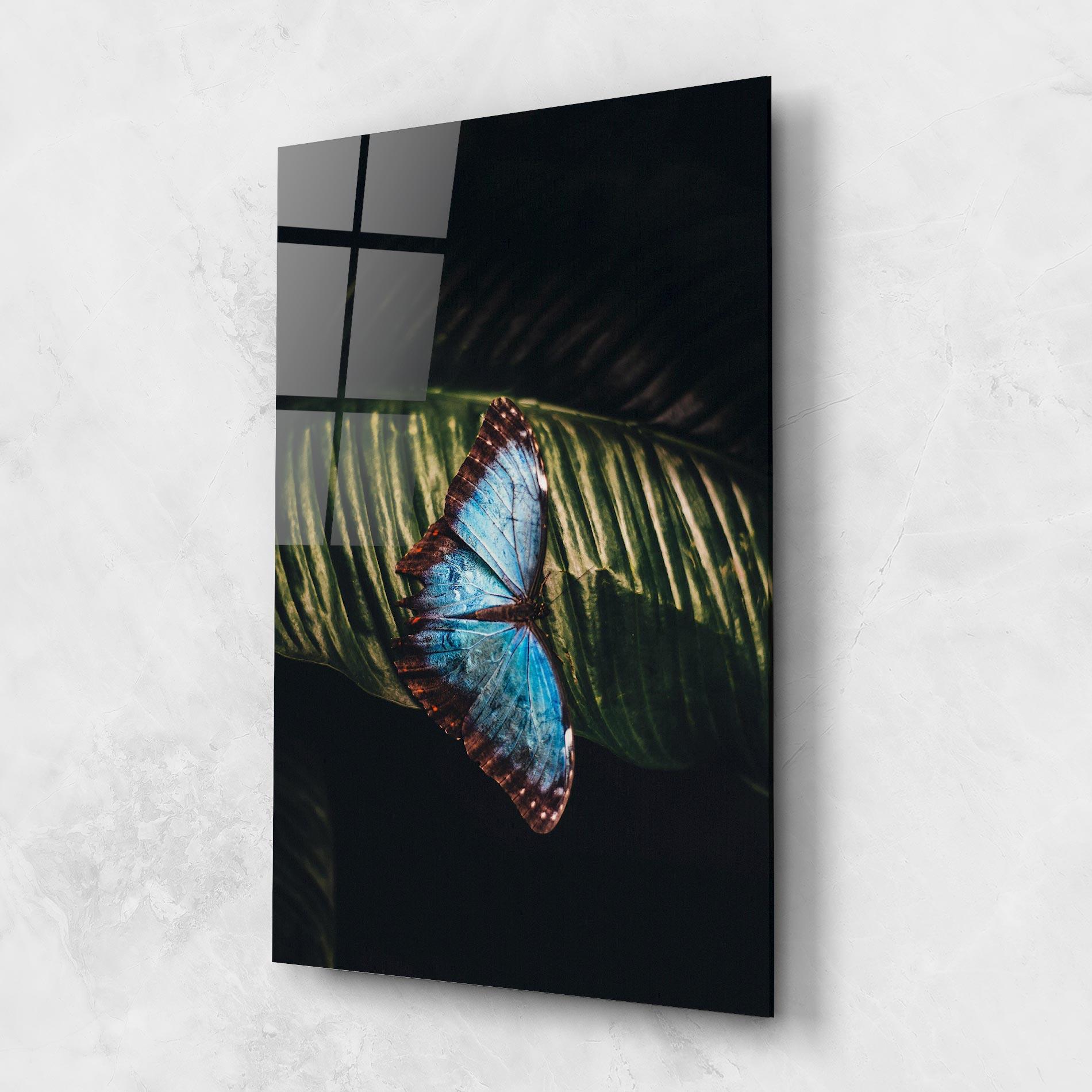Glasbild Light Blue Butterfly mockup 1