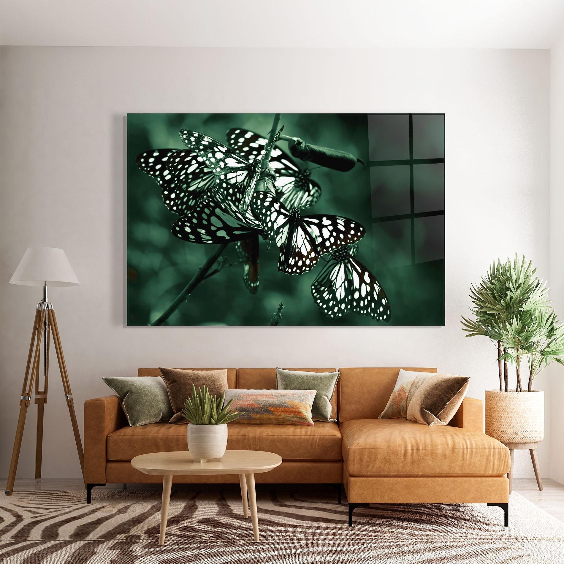 Glasbild Black White Butterflies mockup 7