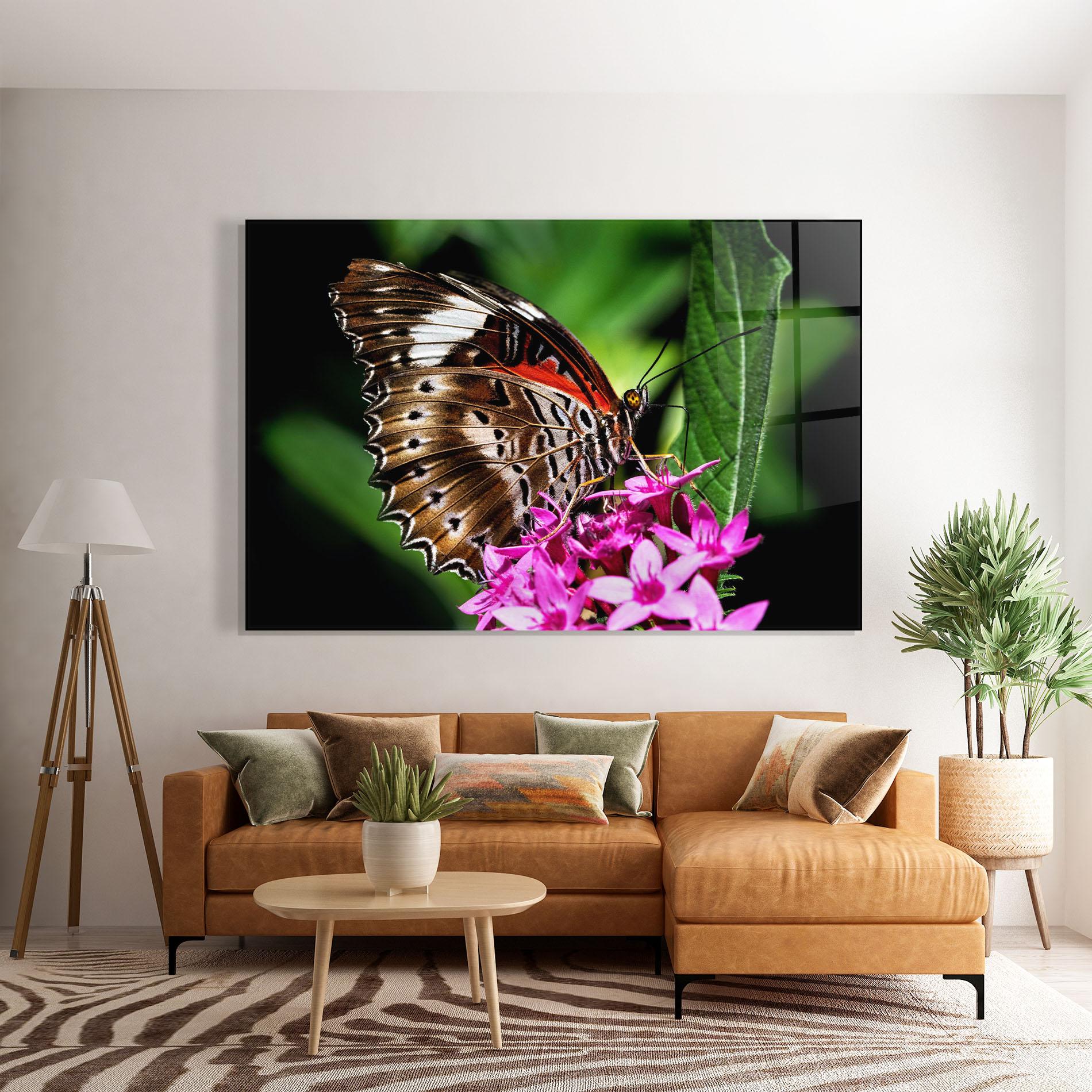 Glasbild Brown Red Butterfly mockup 7
