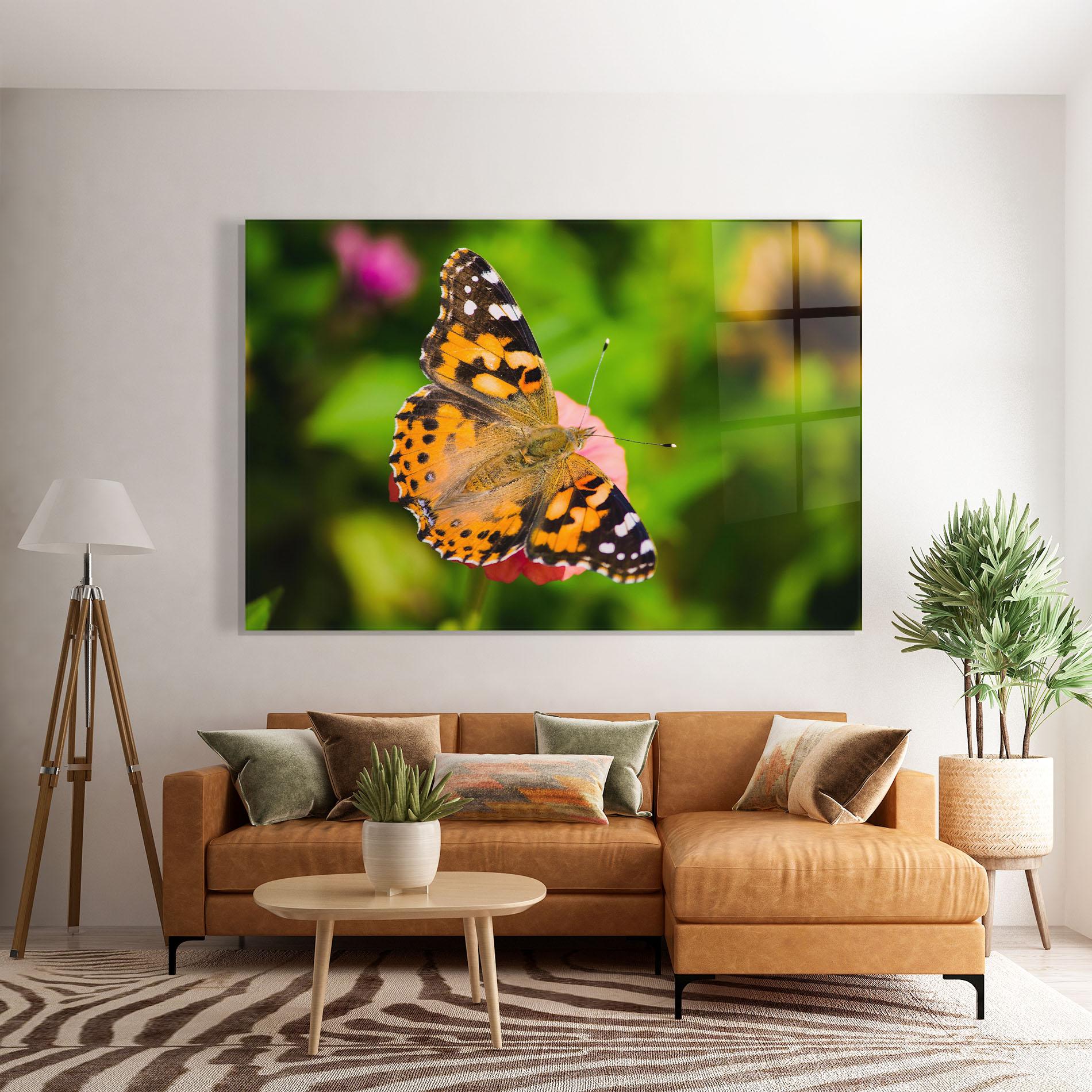 Glasbild Butterfly On Flower mockup 7