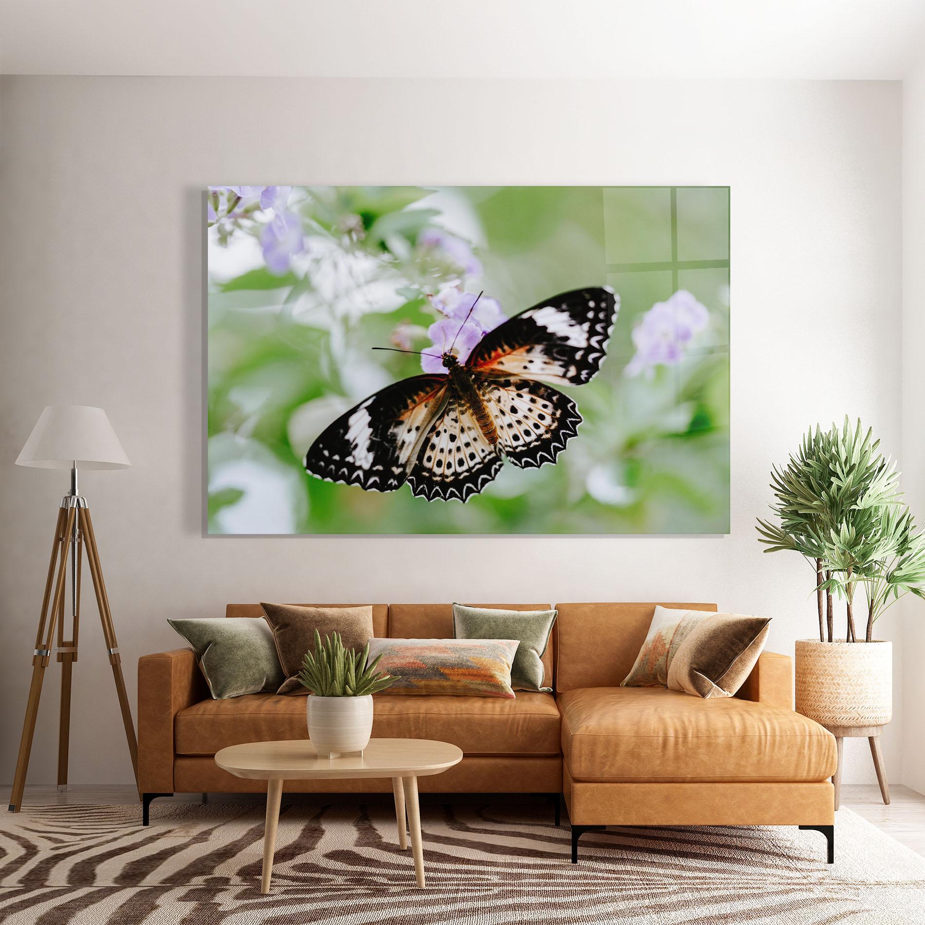 Glasbild Cream Orange Butterfly mockup 7