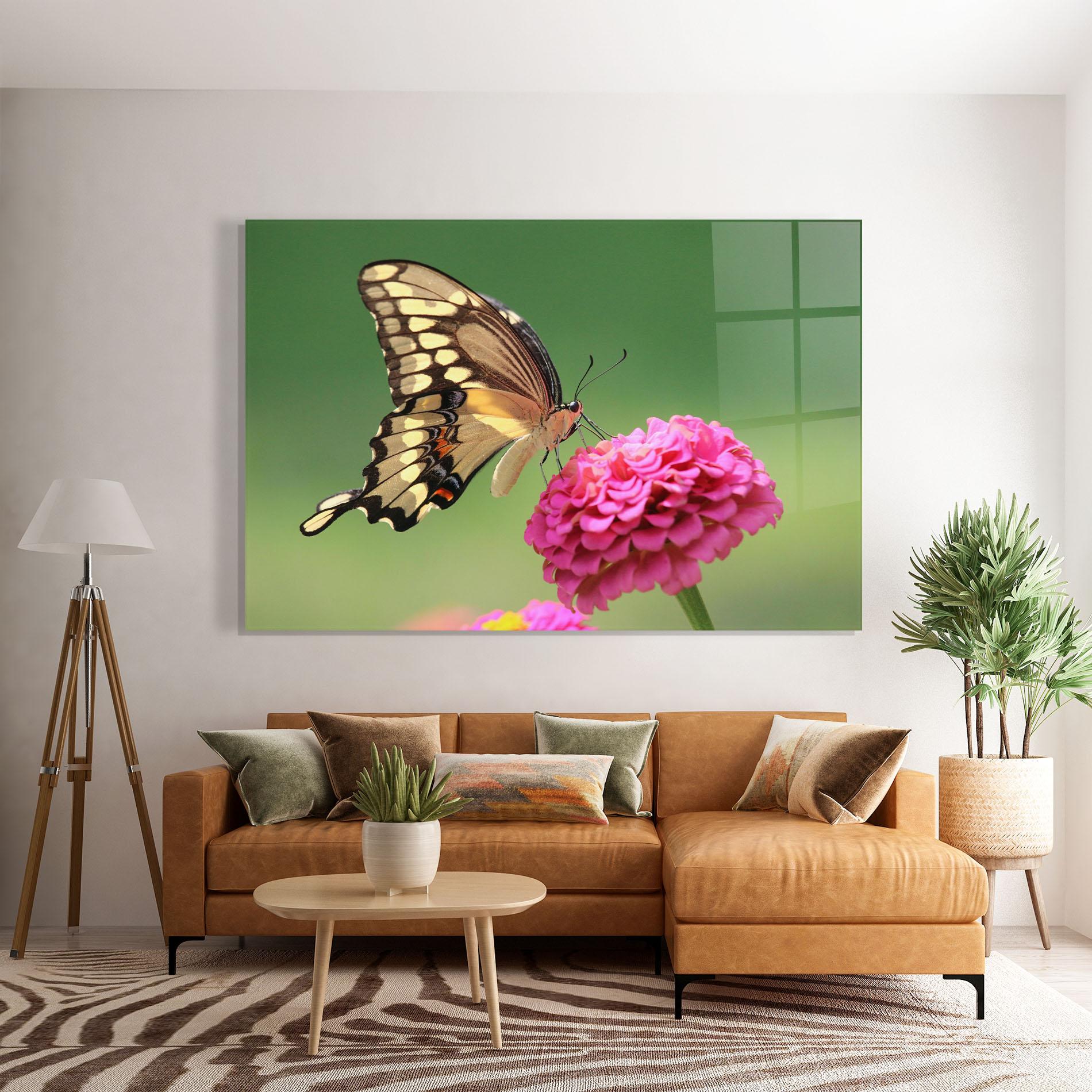 Glasbild Cute Cream Butterfly mockup 7