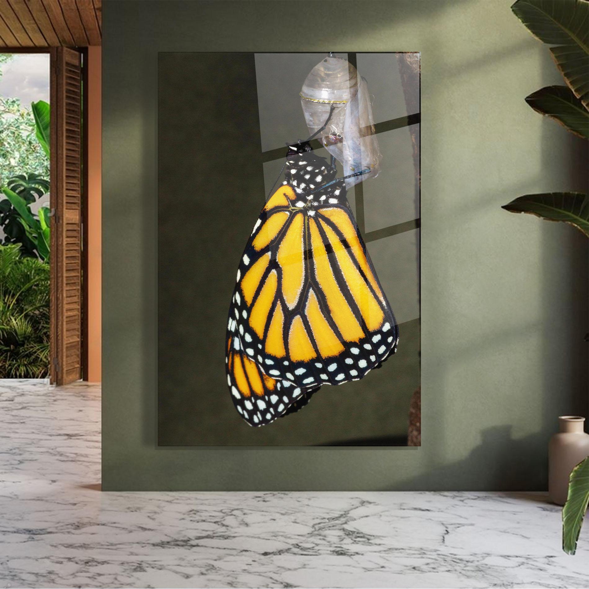 Glasbild Dark Yellow Butterfly mockup 7