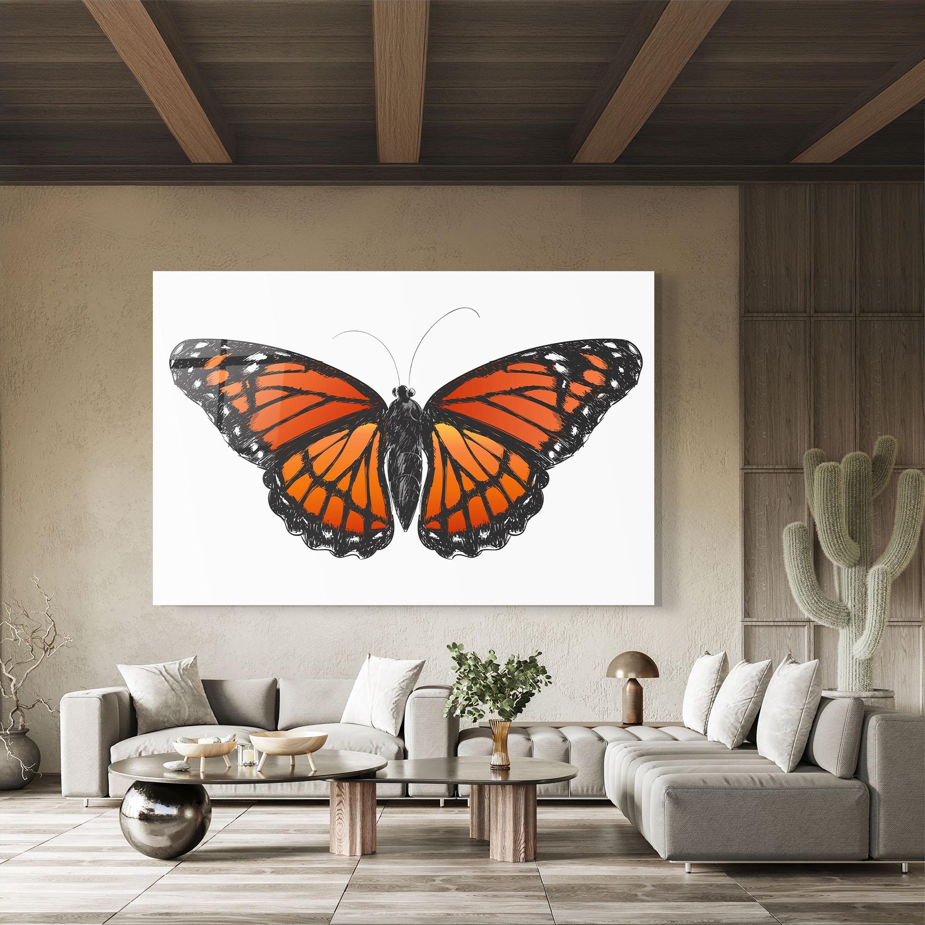 Glasbild Beautiful Orange Butterfly mockup 8