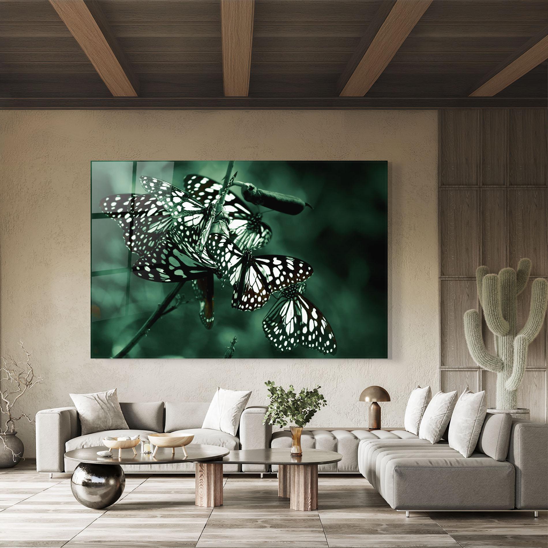 Glasbild Black White Butterflies mockup 8
