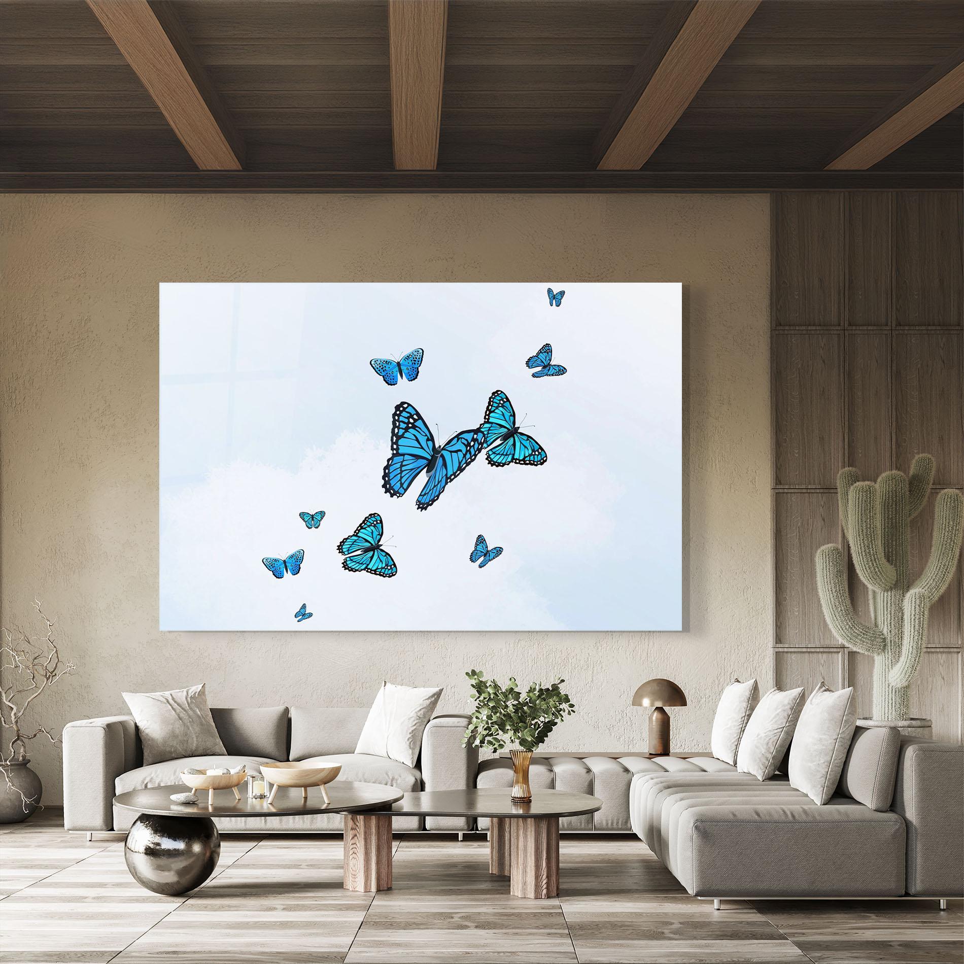 Glasbild Blue Sky Butterfly mockup 8