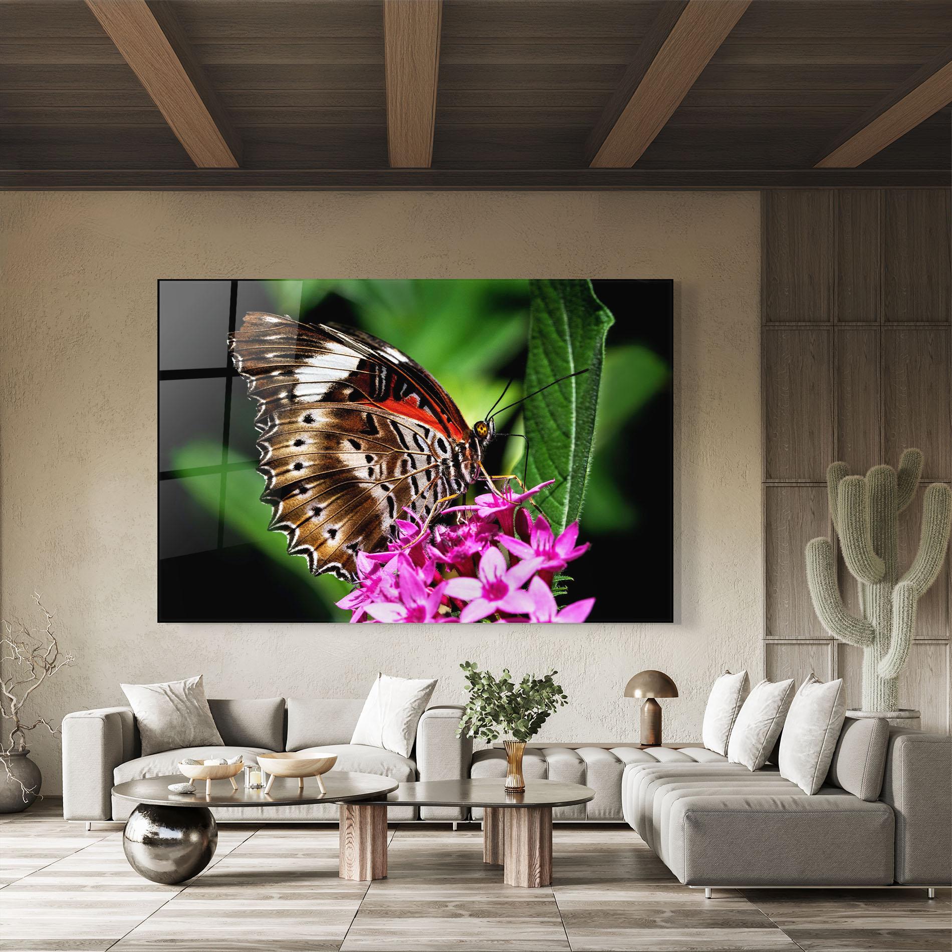 Glasbild Brown Red Butterfly mockup 8