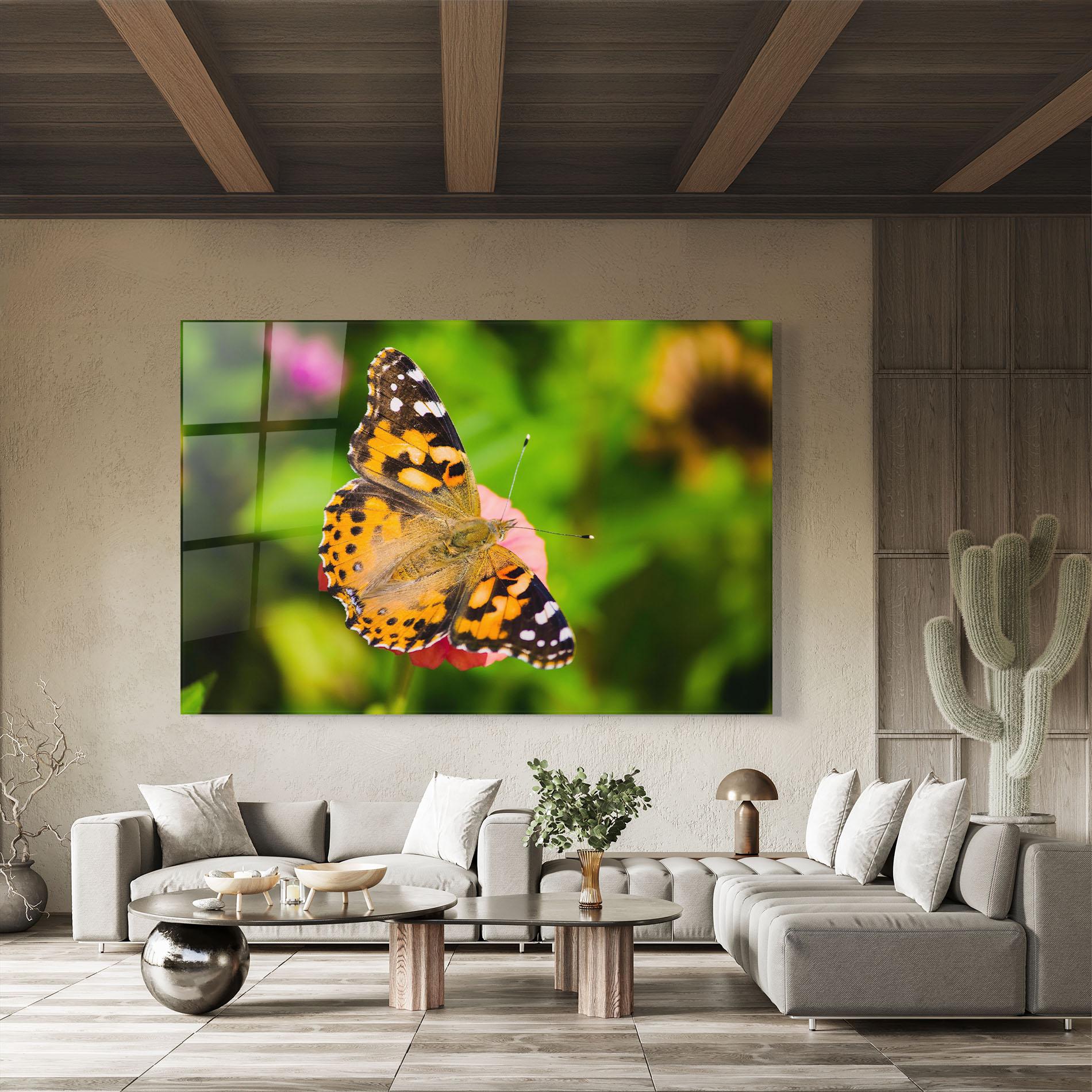 Glasbild Butterfly On Flower mockup 8