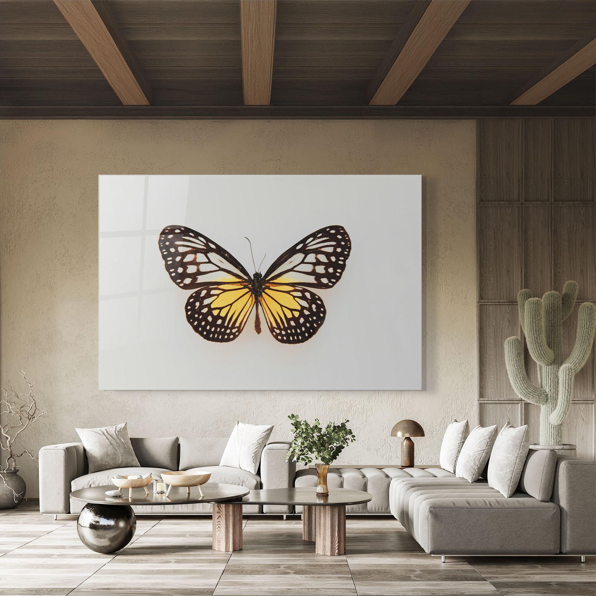 Glasbild Butterfly On Grey mockup 8