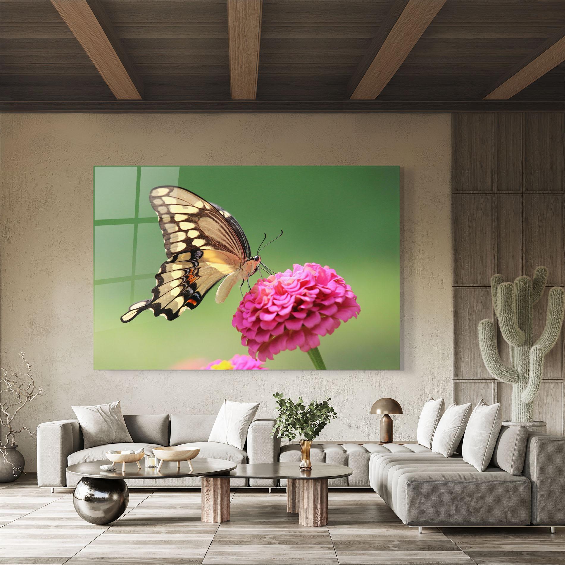 Glasbild Cute Cream Butterfly mockup 8