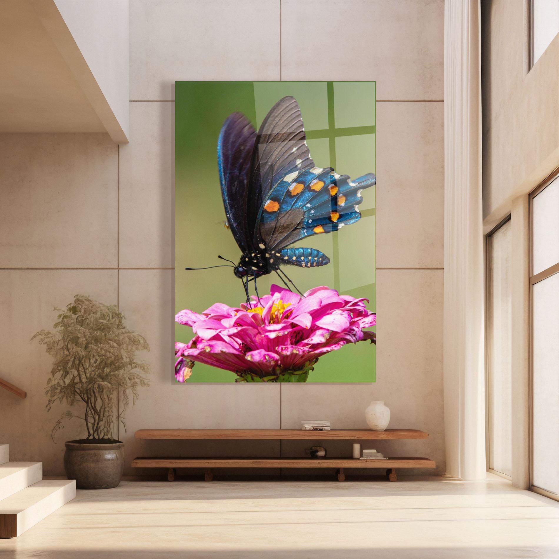 Glasbild Blue Grey Butterfly mockup 8