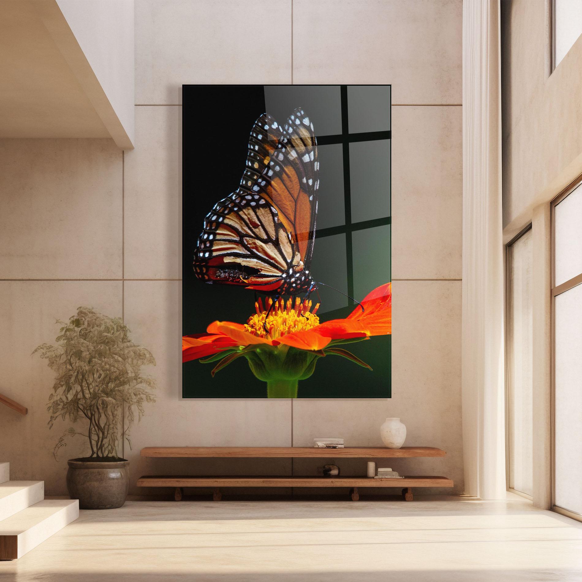 Glasbild Dark Orange Butterfy mockup 8