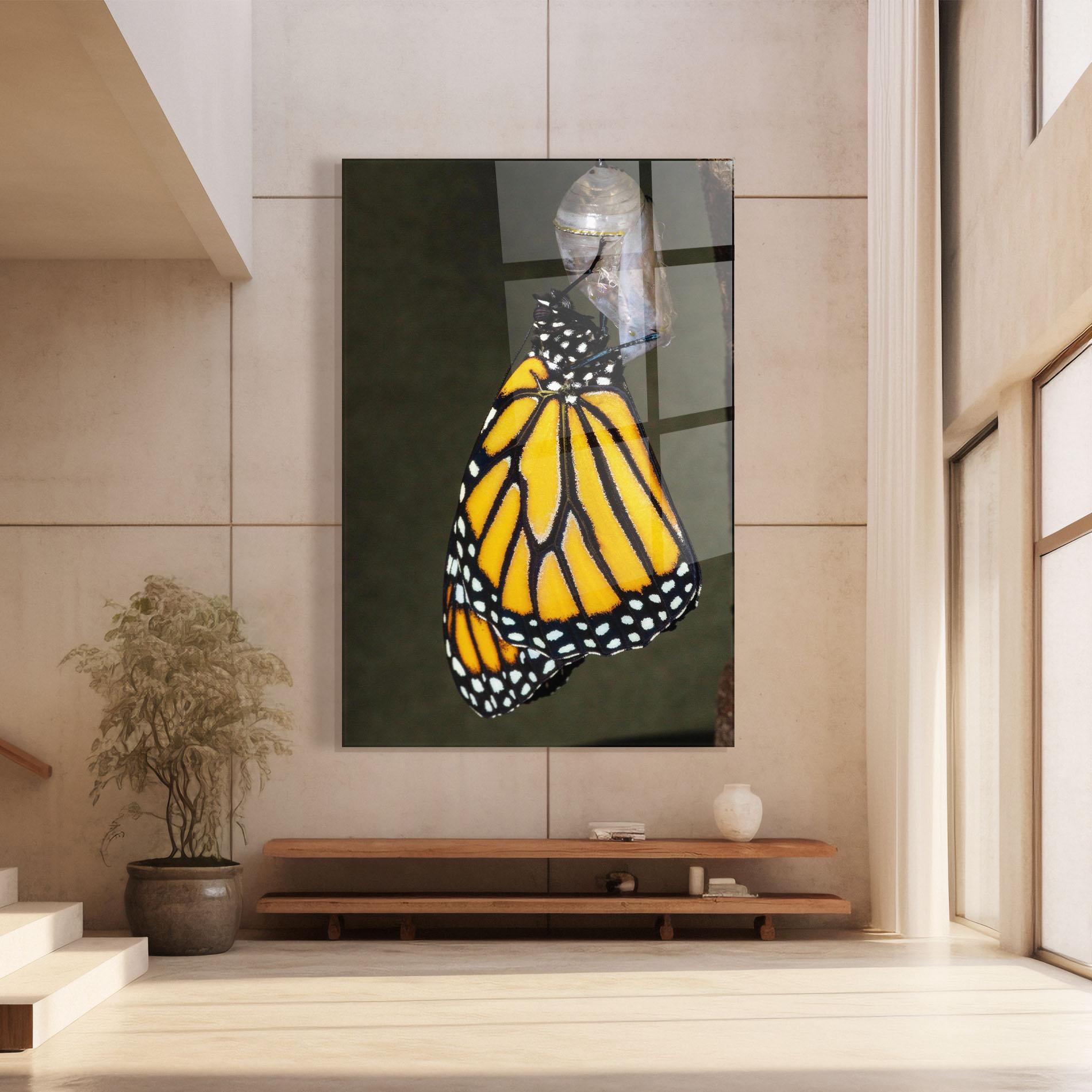 Glasbild Dark Yellow Butterfly mockup 8