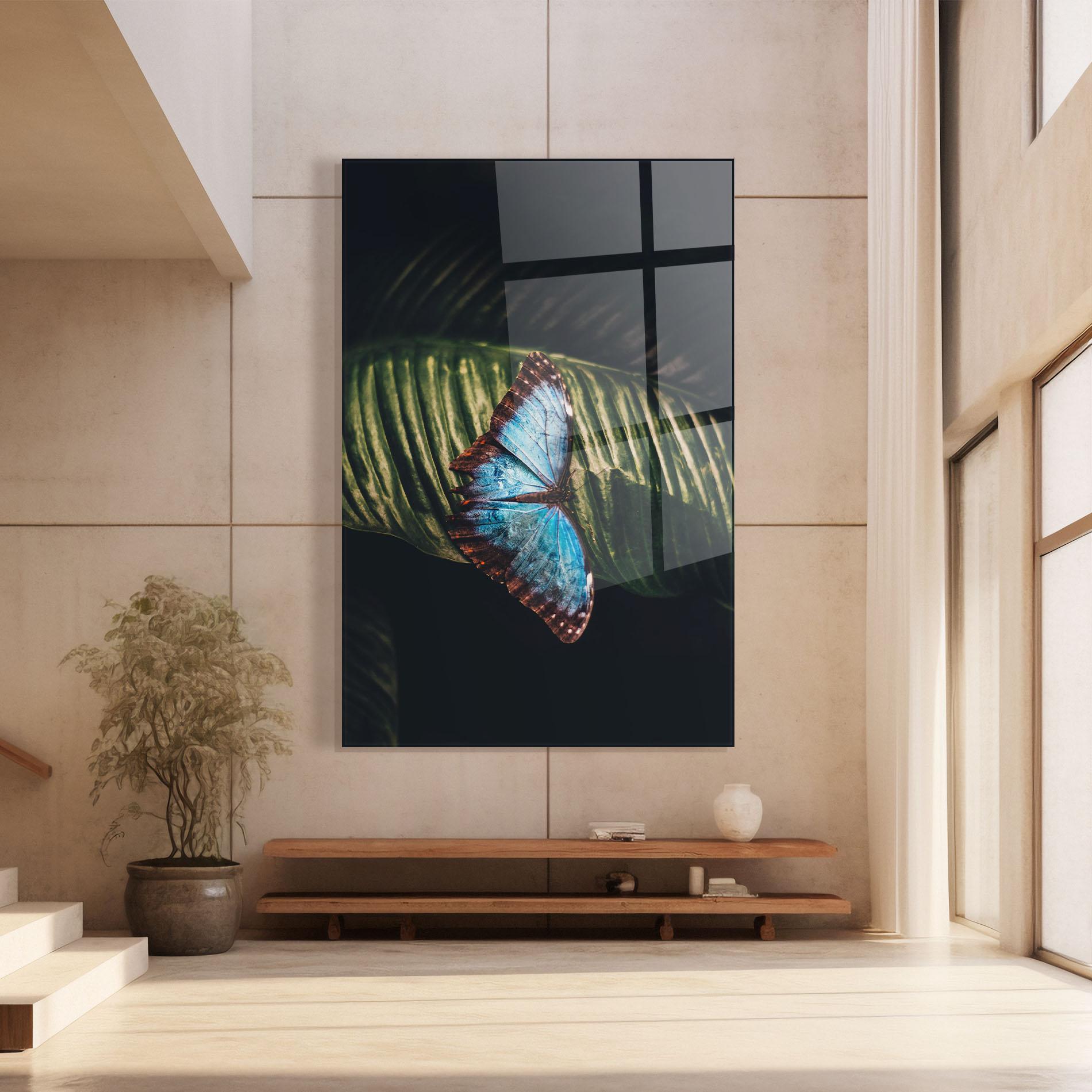 Glasbild Light Blue Butterfly mockup 8