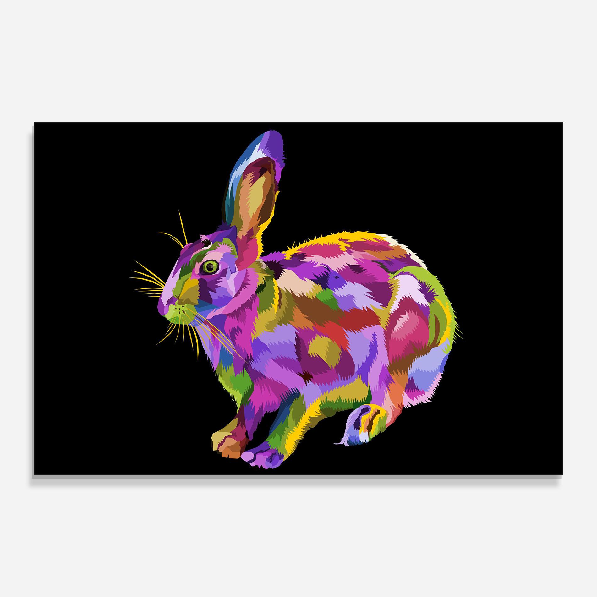 Glasbild Colorful Bunny mockup 0