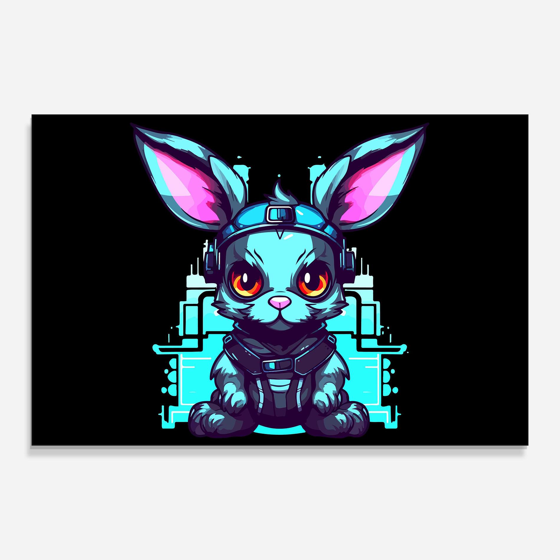 Glasbild Cyberpunk Rabbit mockup 0