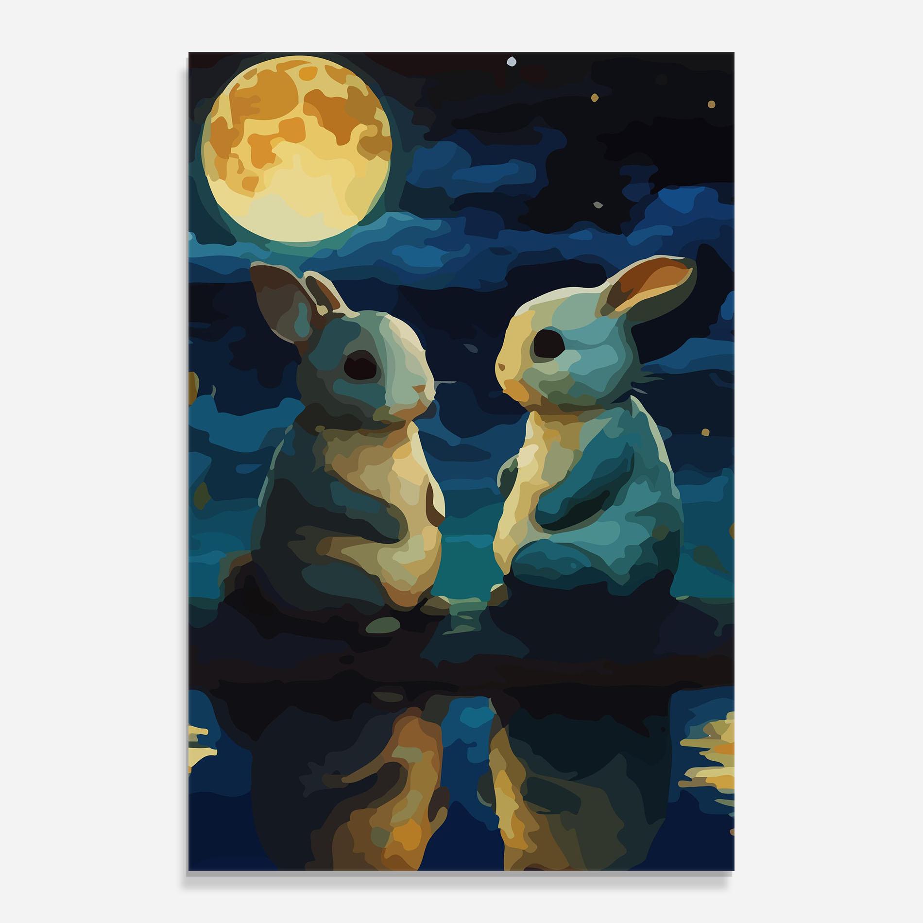 Glasbild Full Moon Bunny mockup 0