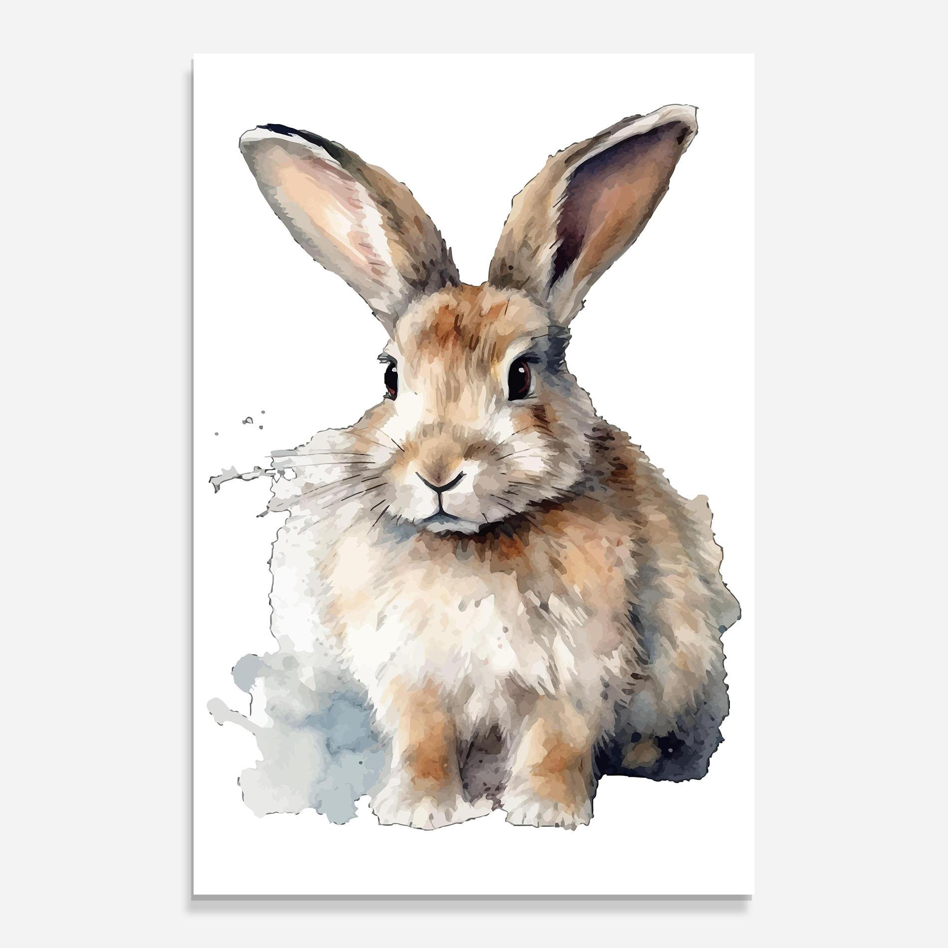 Glasbild Watercolor Cute Bunny mockup 0