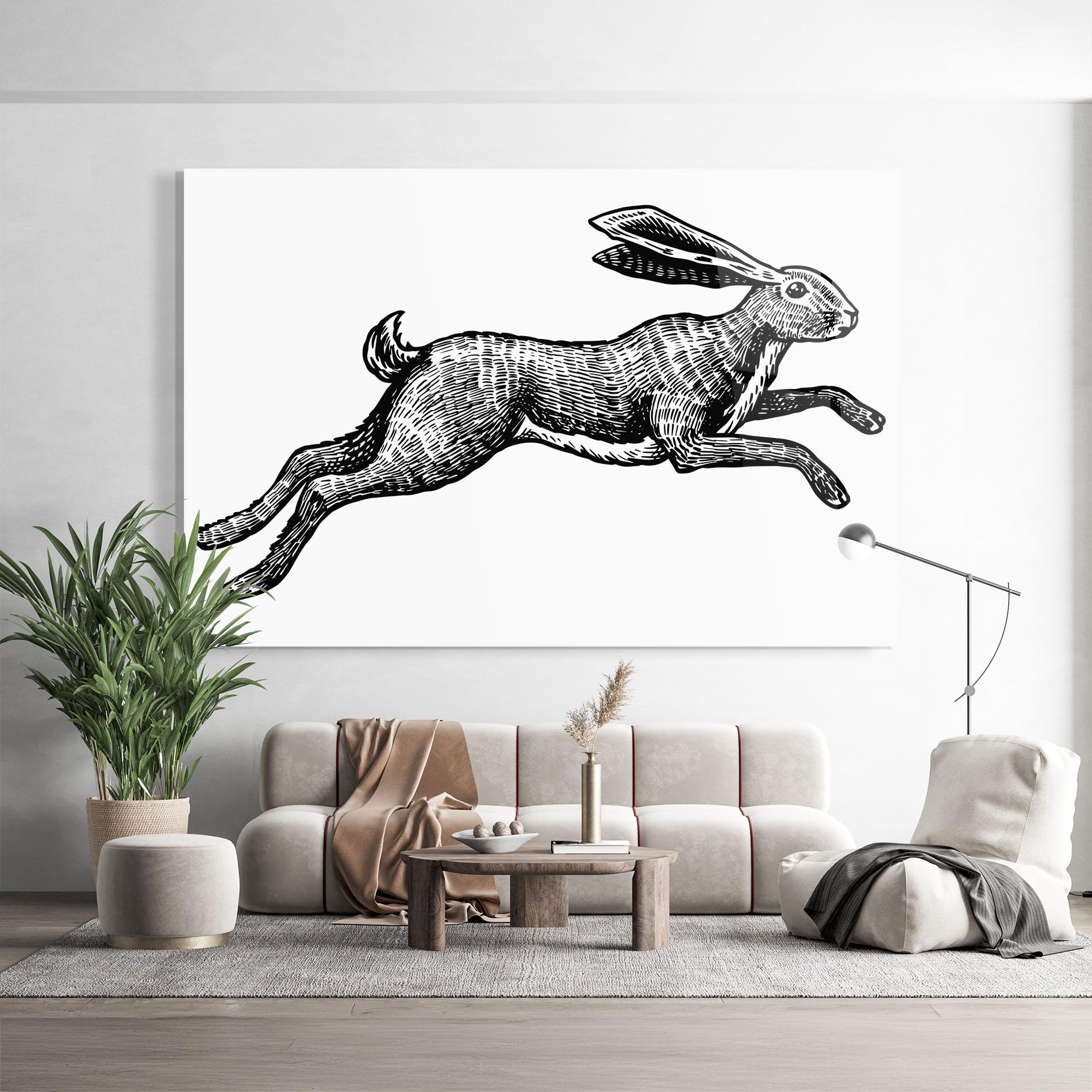 Glasbild Black Line Bunny mockup 9