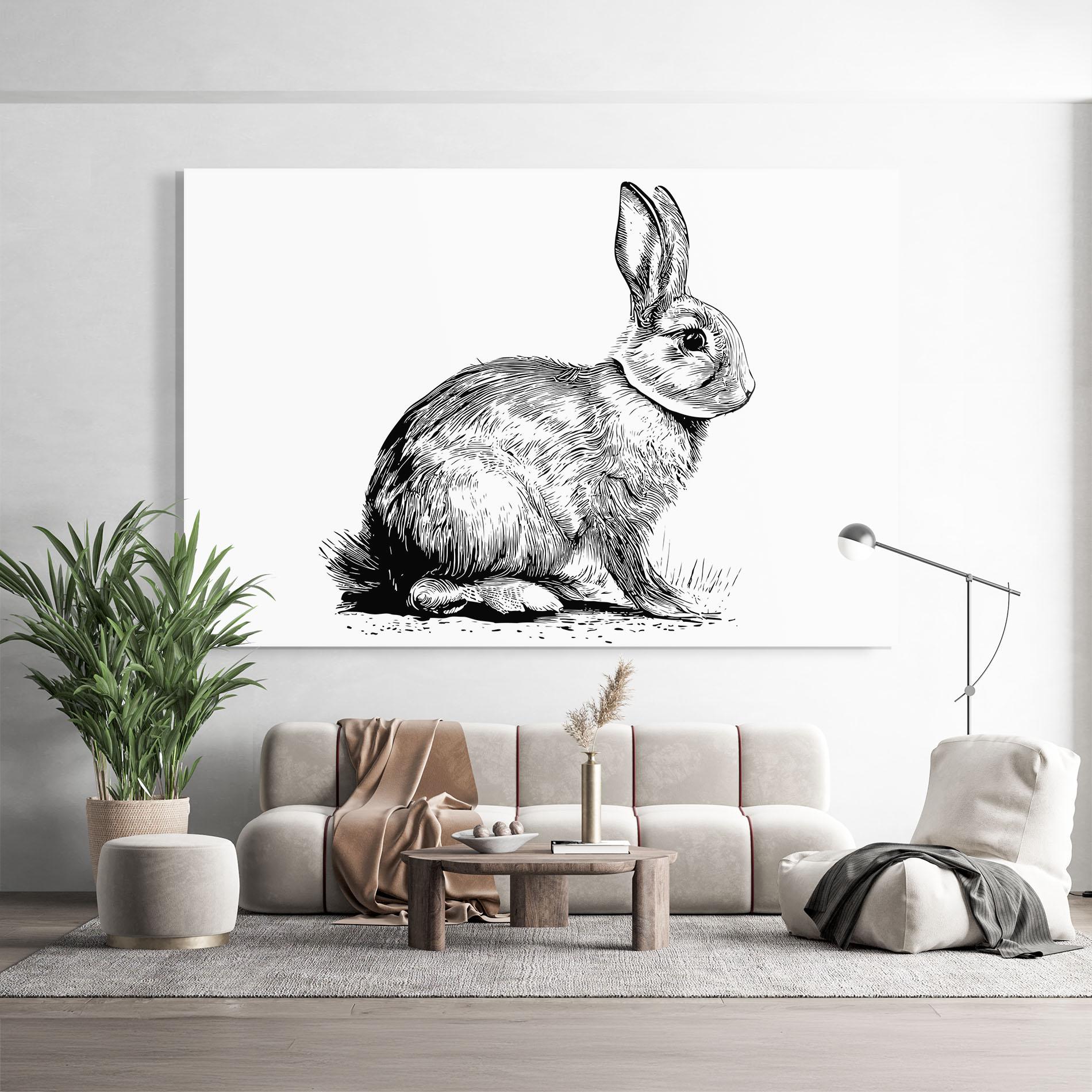 Glasbild Bunny Black Lines mockup 9